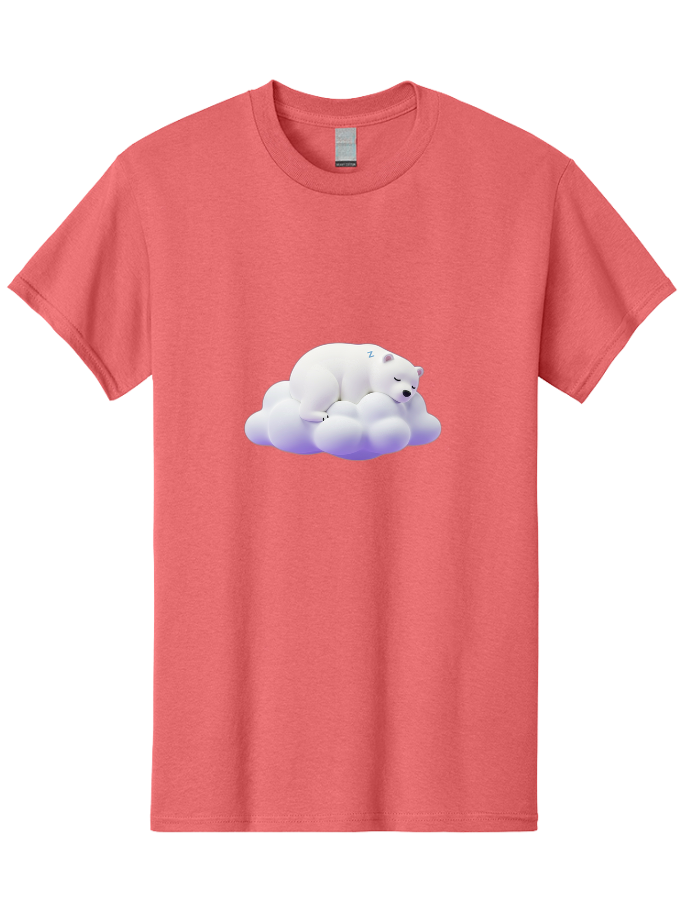 Sleeping-Polar-Bear-5 Men'S Graphic Tee, 100% Cotton, Comfortable Casual Summer Wear, Machine Washable, Sleeping Polar Bear, Cute Cartoon Character, Relaxing On Cloud, Peaceful Slumber, Serene Atmosphere, Adorable Illustration, Zzz, Bae746