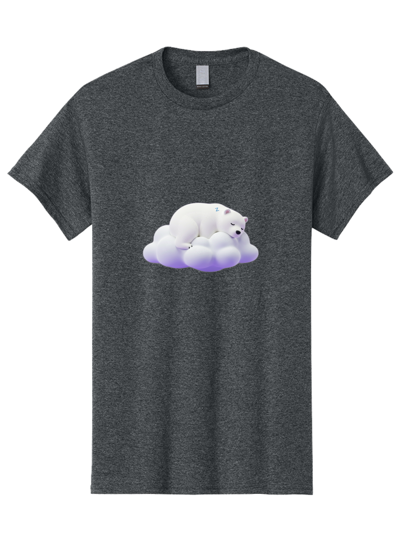 Sleeping-Polar-Bear-5 Men'S Graphic Tee, 100% Cotton, Comfortable Casual Summer Wear, Machine Washable, Sleeping Polar Bear, Cute Cartoon Character, Relaxing On Cloud, Peaceful Slumber, Serene Atmosphere, Adorable Illustration, Zzz, Bae746