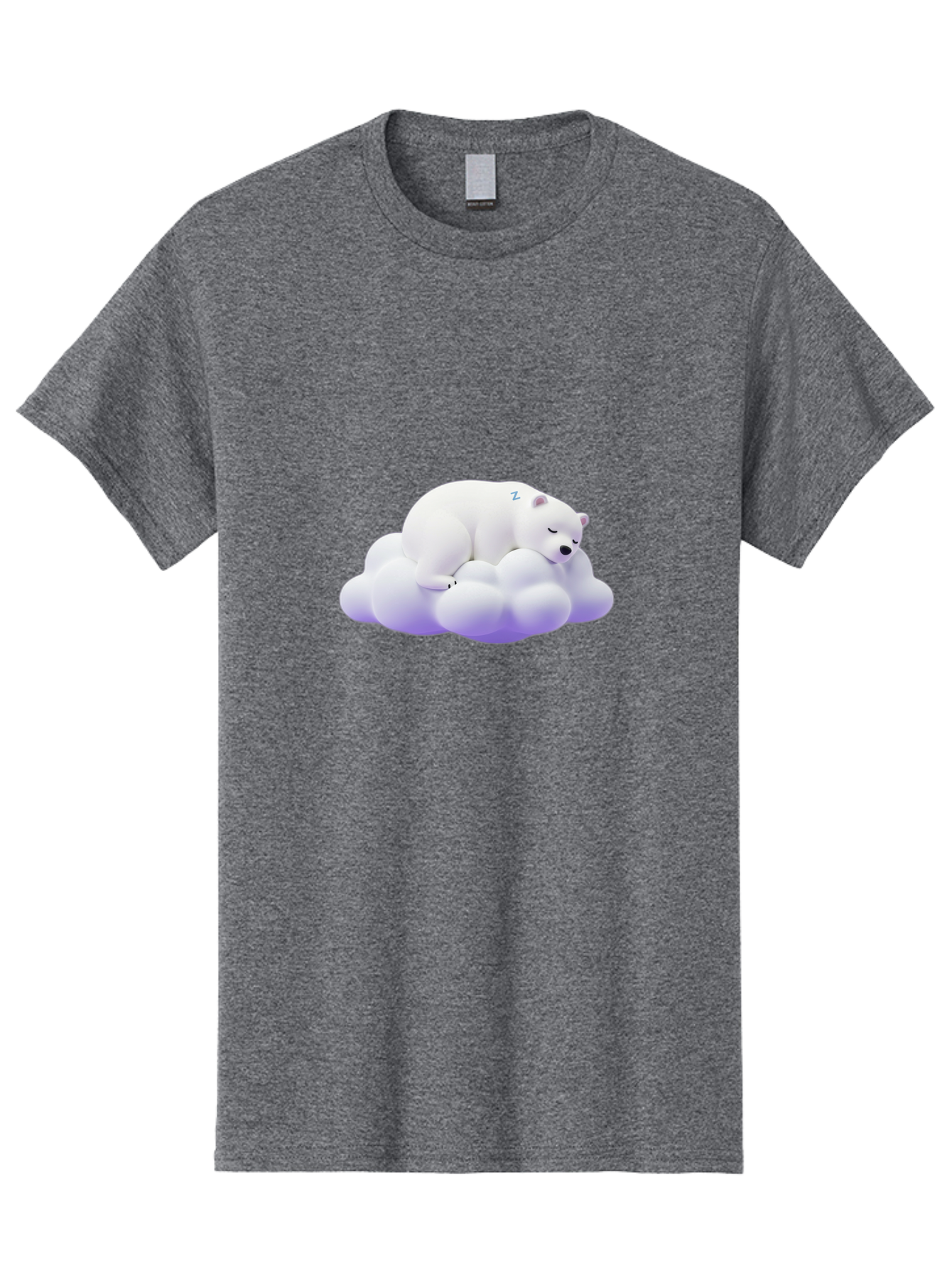 Sleeping-Polar-Bear-5 Men'S Graphic Tee, 100% Cotton, Comfortable Casual Summer Wear, Machine Washable, Sleeping Polar Bear, Cute Cartoon Character, Relaxing On Cloud, Peaceful Slumber, Serene Atmosphere, Adorable Illustration, Zzz, Bae746