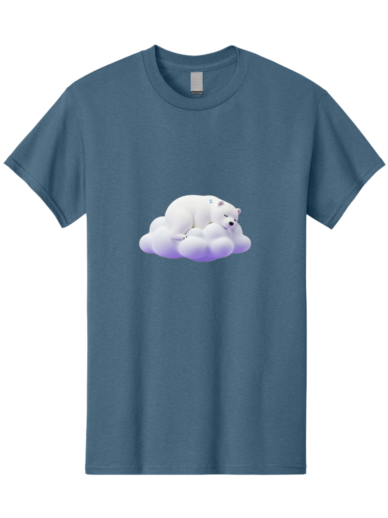 Sleeping-Polar-Bear-5 Men'S Graphic Tee, 100% Cotton, Comfortable Casual Summer Wear, Machine Washable, Sleeping Polar Bear, Cute Cartoon Character, Relaxing On Cloud, Peaceful Slumber, Serene Atmosphere, Adorable Illustration, Zzz, Bae746
