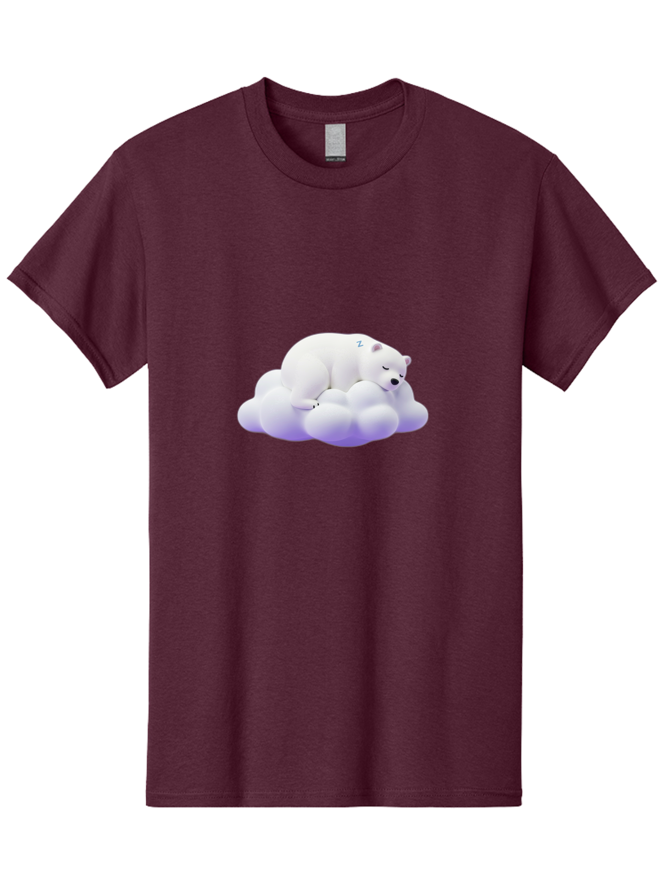 Sleeping-Polar-Bear-5 Men'S Graphic Tee, 100% Cotton, Comfortable Casual Summer Wear, Machine Washable, Sleeping Polar Bear, Cute Cartoon Character, Relaxing On Cloud, Peaceful Slumber, Serene Atmosphere, Adorable Illustration, Zzz, Bae746