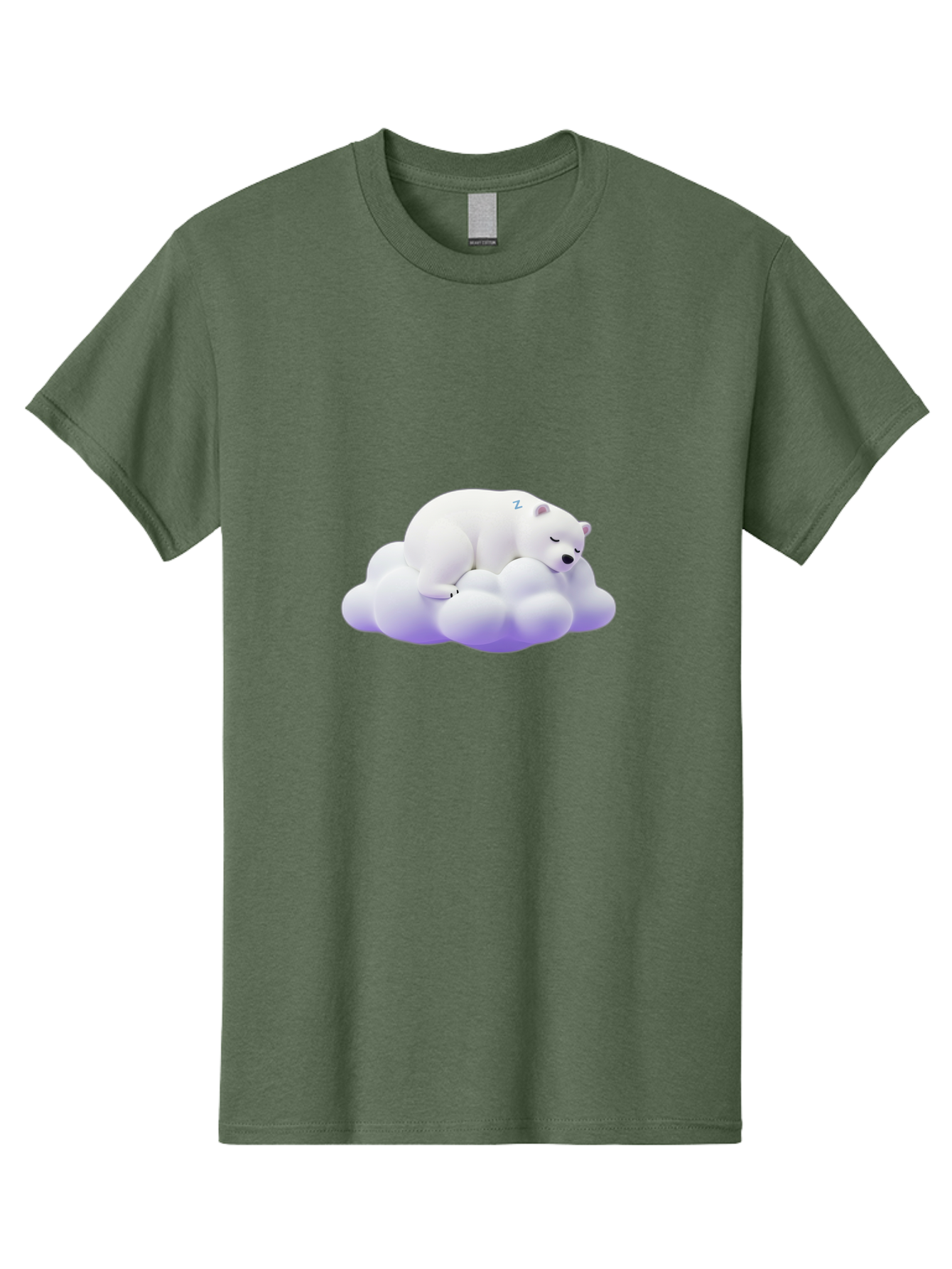 Sleeping-Polar-Bear-5 Men'S Graphic Tee, 100% Cotton, Comfortable Casual Summer Wear, Machine Washable, Sleeping Polar Bear, Cute Cartoon Character, Relaxing On Cloud, Peaceful Slumber, Serene Atmosphere, Adorable Illustration, Zzz, Bae746