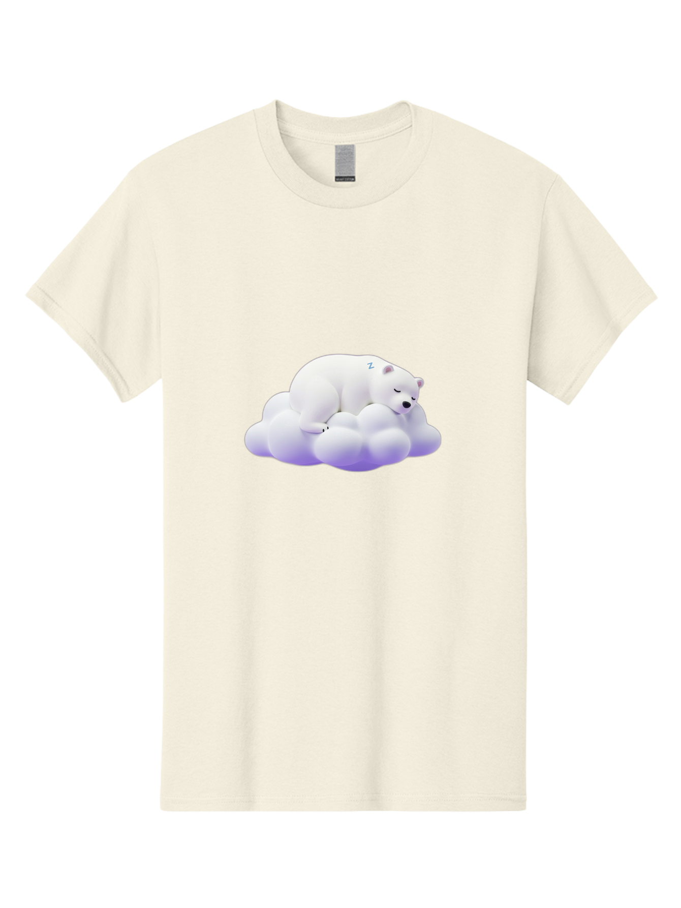 Sleeping-Polar-Bear-5 Men'S Graphic Tee, 100% Cotton, Comfortable Casual Summer Wear, Machine Washable, Sleeping Polar Bear, Cute Cartoon Character, Relaxing On Cloud, Peaceful Slumber, Serene Atmosphere, Adorable Illustration, Zzz, Bae746
