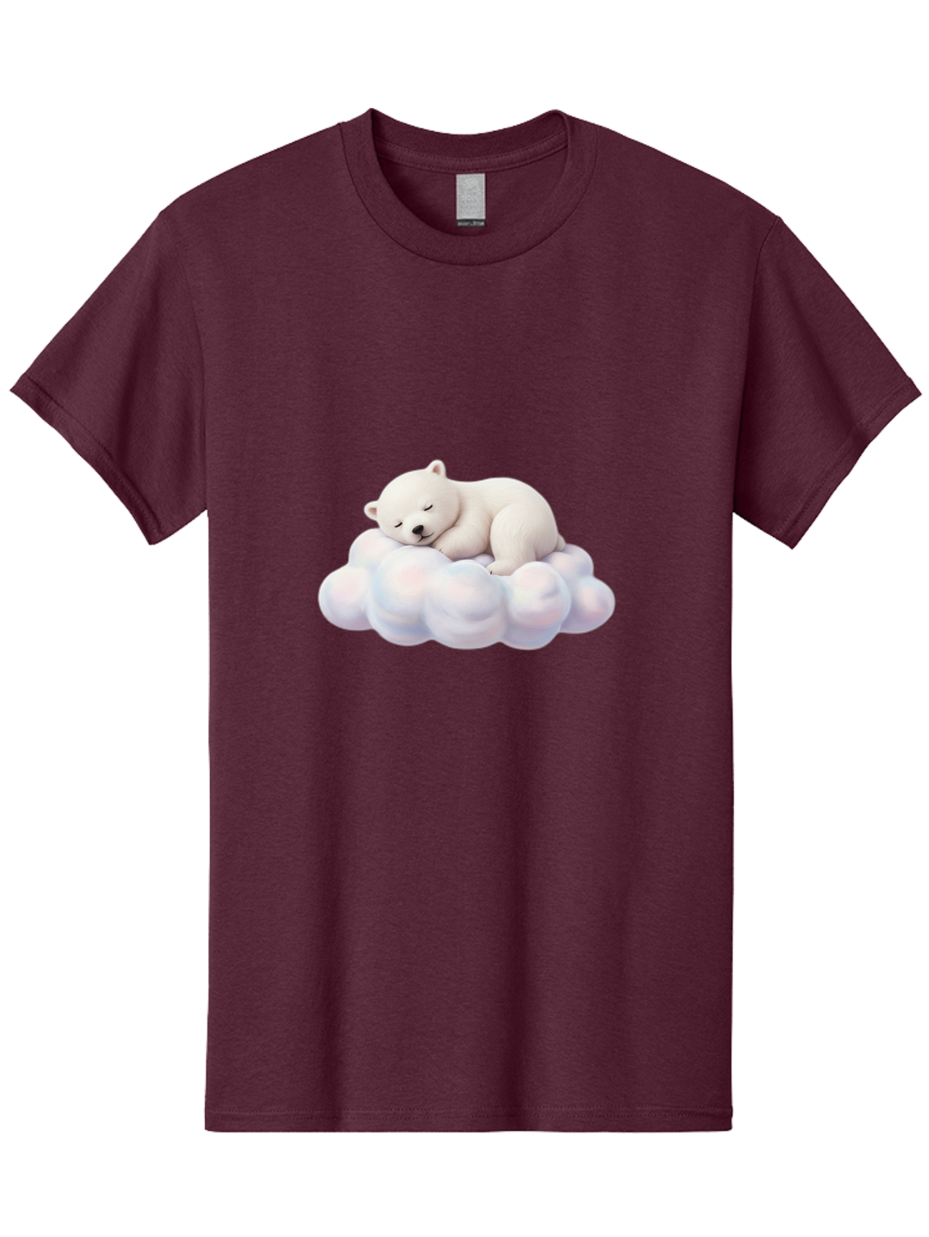 Sleeping-Polar-Bear-On-Cloud Men'S Graphic Tee, 100% Cotton, Comfortable Casual Summer Wear, Machine Washable, Sleeping Polar Bear On A Cloud, Cute Animals, White Bear, Peaceful Atmosphere, Serene Scene, Adorable Creature, Digital Art Bae751