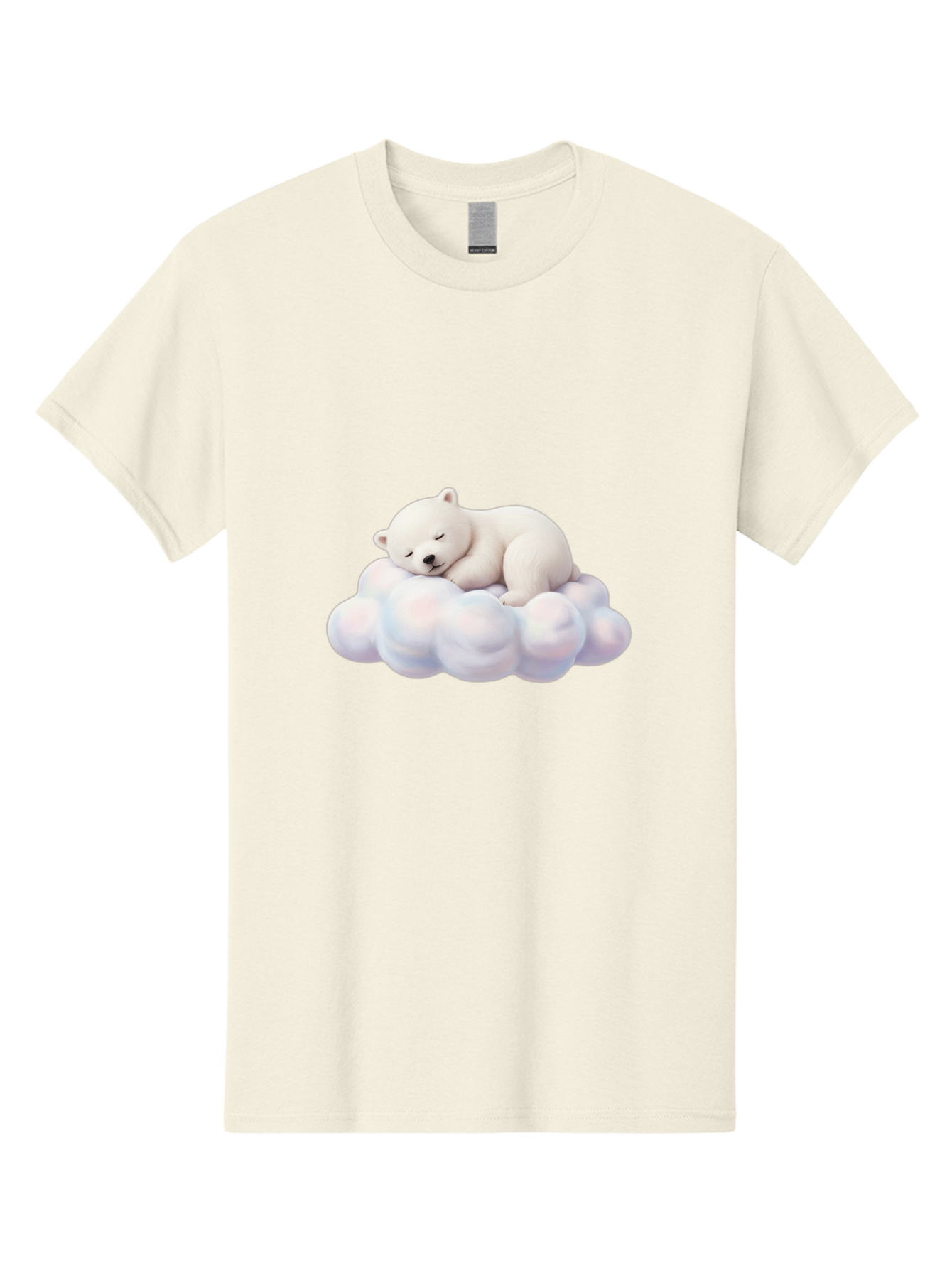 Sleeping-Polar-Bear-On-Cloud Men'S Graphic Tee, 100% Cotton, Comfortable Casual Summer Wear, Machine Washable, Sleeping Polar Bear On A Cloud, Cute Animals, White Bear, Peaceful Atmosphere, Serene Scene, Adorable Creature, Digital Art Bae751