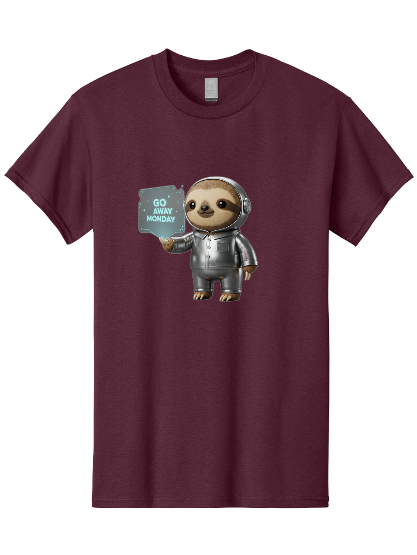 Sloth-In-Space-Suit Men'S Graphic Tee, 100% Cotton, Comfortable Casual Summer Wear, Machine Washable, Sloth In Silver Space Suit, Astronaut Sloth, Motivational Quote, Funny Animal, Humor, Quirky Character, Go Away Monday Bae757