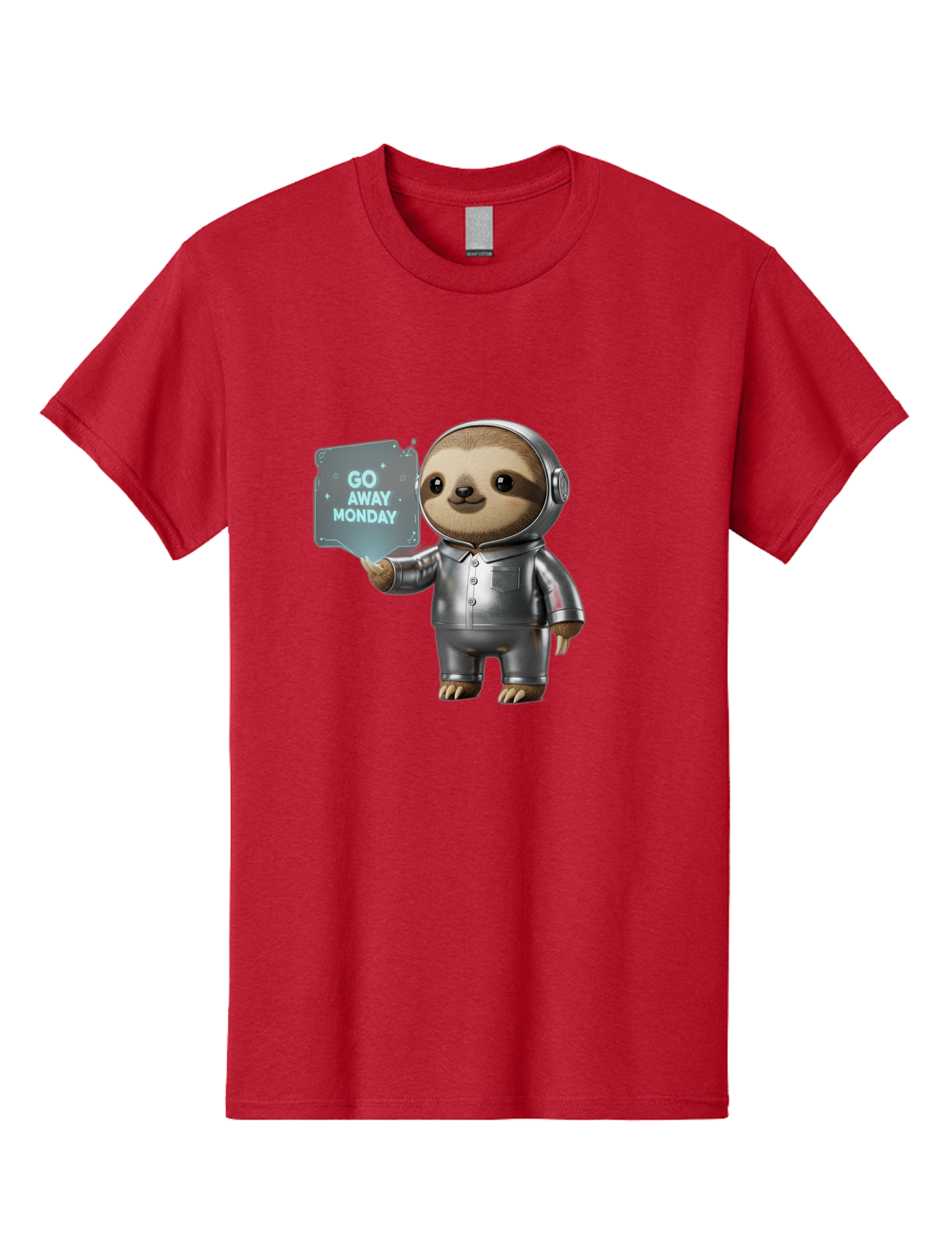 Sloth-In-Space-Suit Men'S Graphic Tee, 100% Cotton, Comfortable Casual Summer Wear, Machine Washable, Sloth In Silver Space Suit, Astronaut Sloth, Motivational Quote, Funny Animal, Humor, Quirky Character, Go Away Monday Bae757