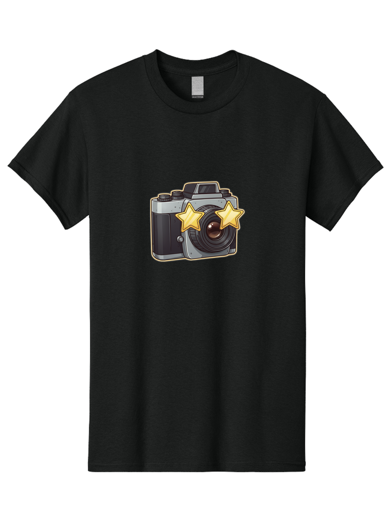 Slr-Camera-With-Stars Men'S Graphic Tee, 100% Cotton, Comfortable Casual Summer Wear, Machine Washable, Camera, Photography, Stars, Favorite Camera, Best Camera, Photography Equipment, Camera Lens, Photography Icon, Camera With Stars, Bae758