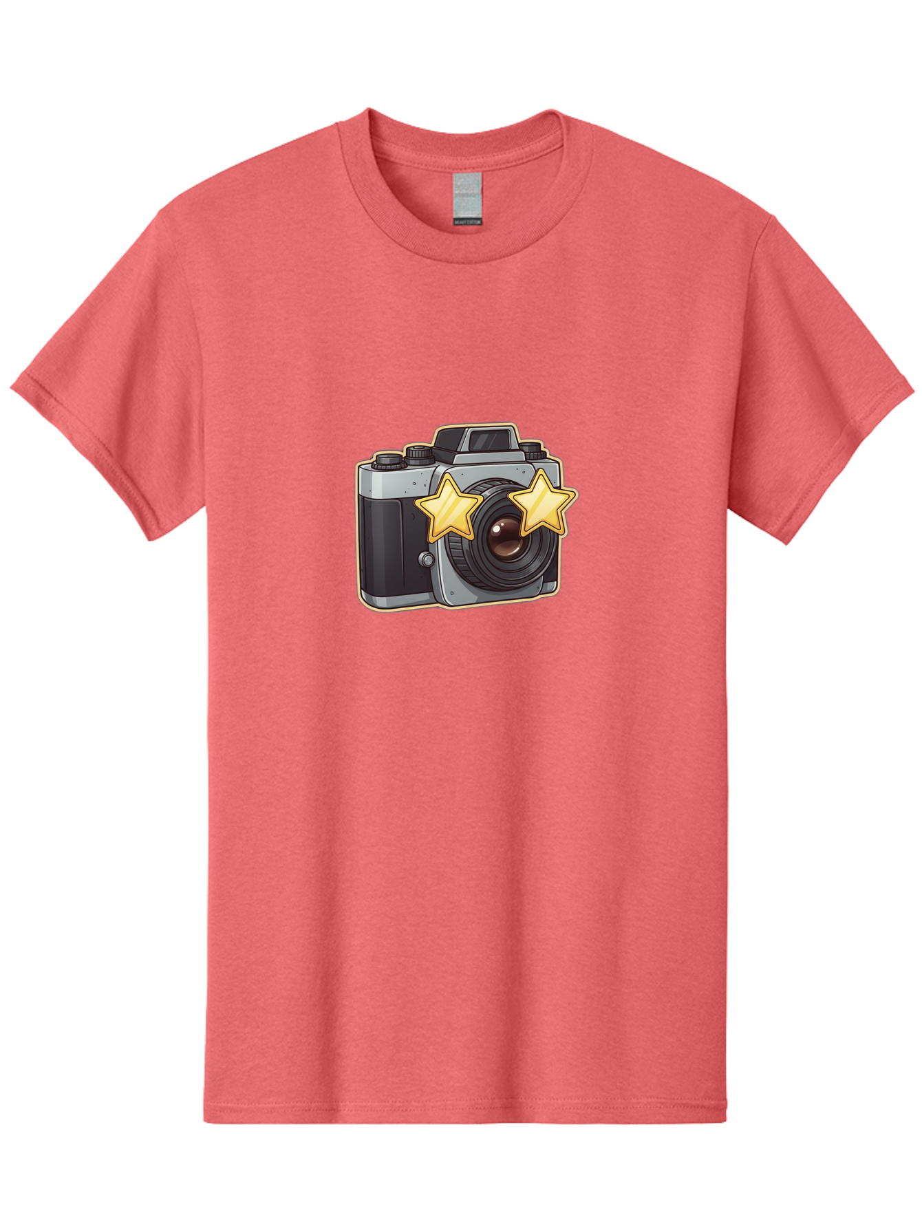 Slr-Camera-With-Stars Men'S Graphic Tee, 100% Cotton, Comfortable Casual Summer Wear, Machine Washable, Camera, Photography, Stars, Favorite Camera, Best Camera, Photography Equipment, Camera Lens, Photography Icon, Camera With Stars, Bae758