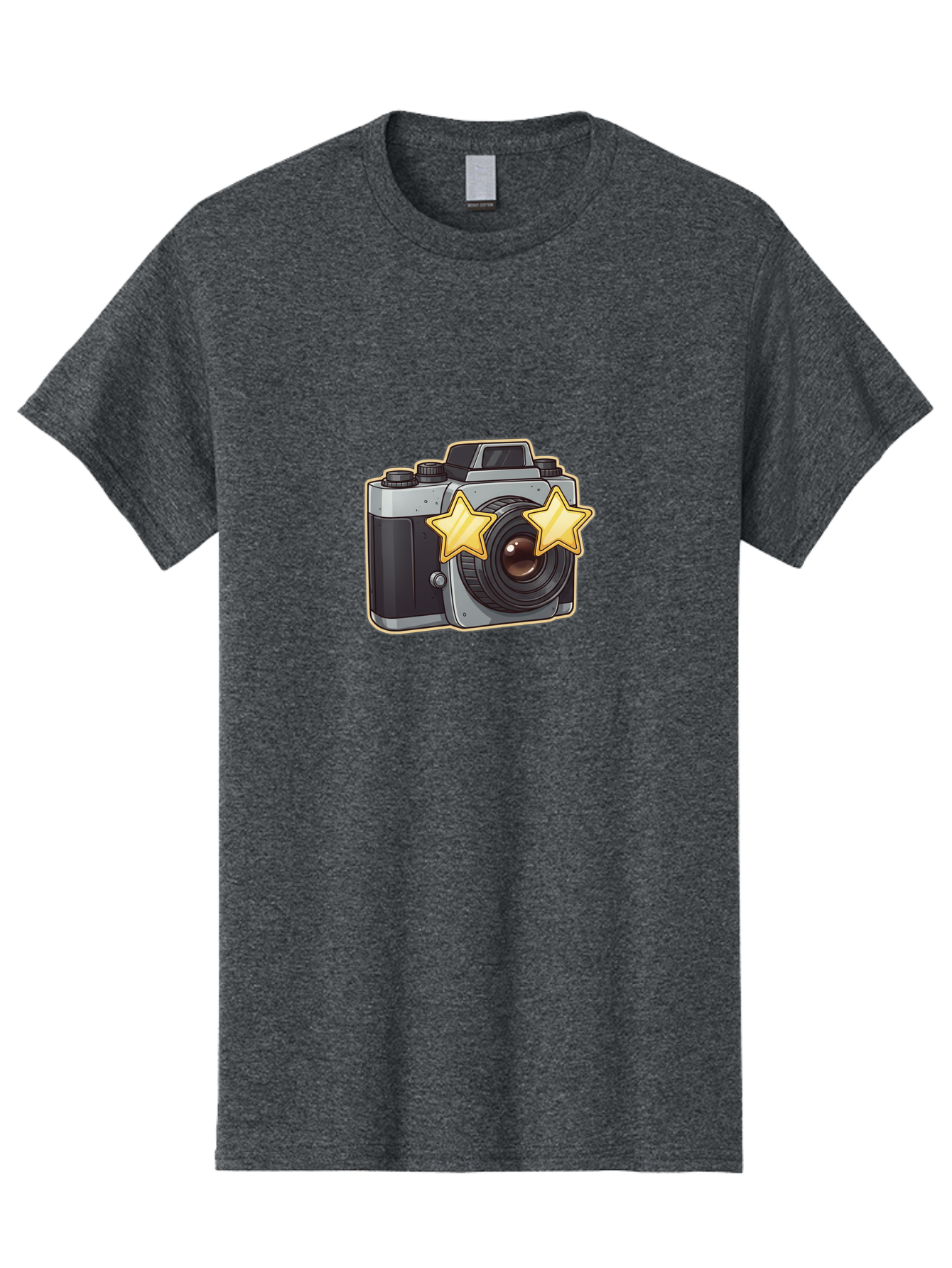 Slr-Camera-With-Stars Men'S Graphic Tee, 100% Cotton, Comfortable Casual Summer Wear, Machine Washable, Camera, Photography, Stars, Favorite Camera, Best Camera, Photography Equipment, Camera Lens, Photography Icon, Camera With Stars, Bae758