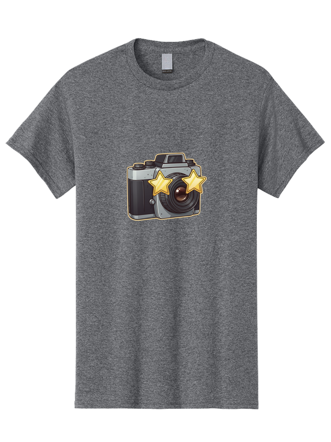 Slr-Camera-With-Stars Men'S Graphic Tee, 100% Cotton, Comfortable Casual Summer Wear, Machine Washable, Camera, Photography, Stars, Favorite Camera, Best Camera, Photography Equipment, Camera Lens, Photography Icon, Camera With Stars, Bae758