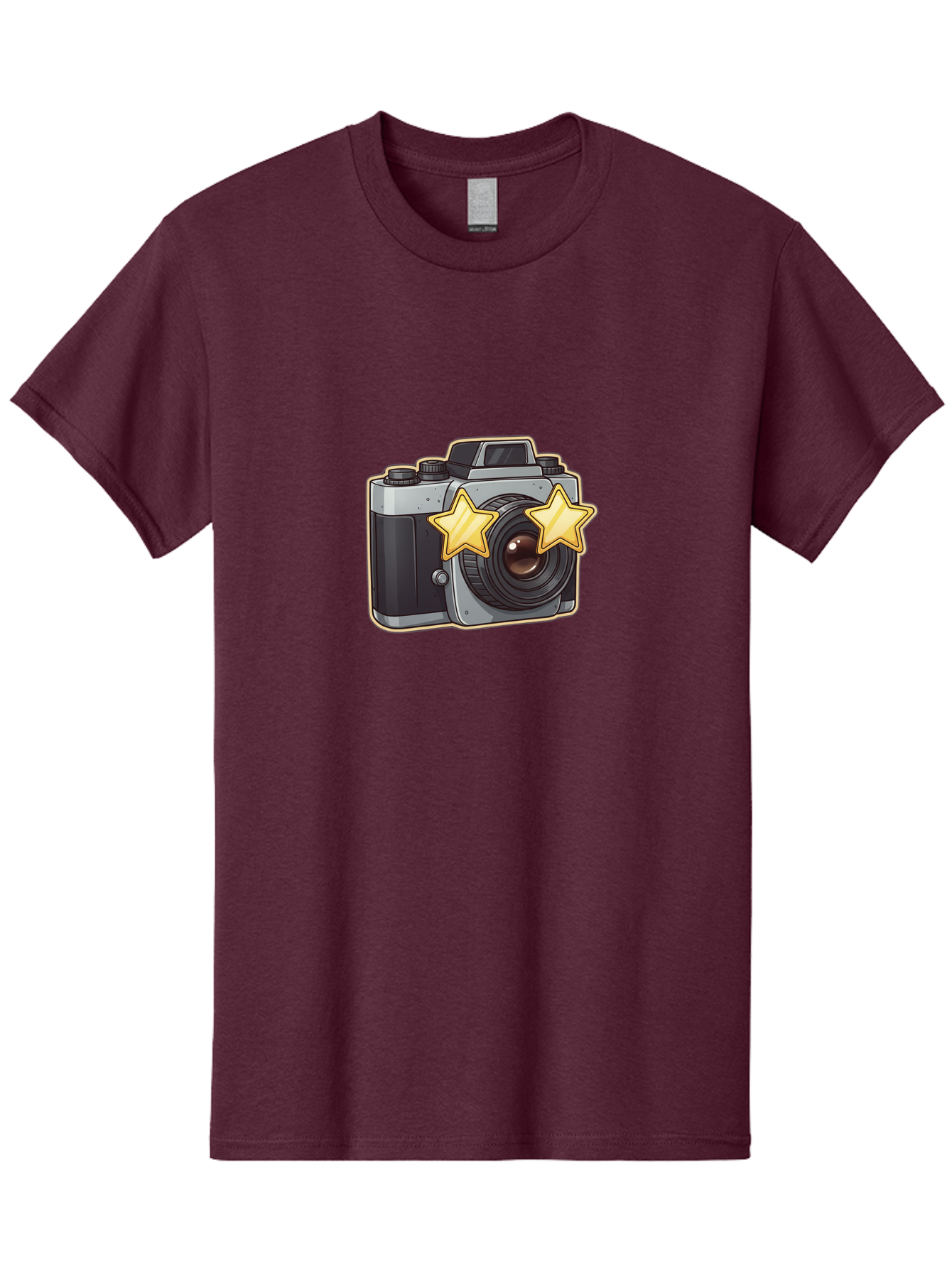 Slr-Camera-With-Stars Men'S Graphic Tee, 100% Cotton, Comfortable Casual Summer Wear, Machine Washable, Camera, Photography, Stars, Favorite Camera, Best Camera, Photography Equipment, Camera Lens, Photography Icon, Camera With Stars, Bae758