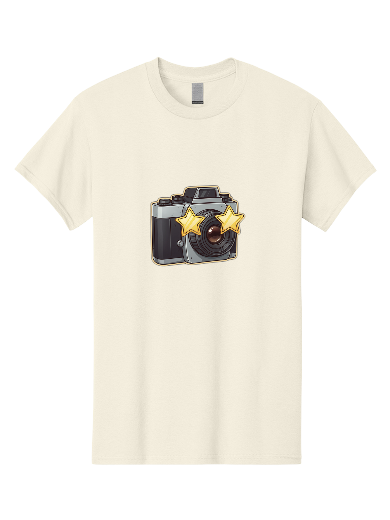 Slr-Camera-With-Stars Men'S Graphic Tee, 100% Cotton, Comfortable Casual Summer Wear, Machine Washable, Camera, Photography, Stars, Favorite Camera, Best Camera, Photography Equipment, Camera Lens, Photography Icon, Camera With Stars, Bae758