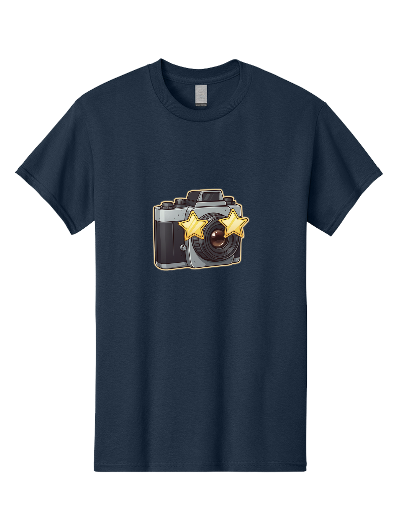 Slr-Camera-With-Stars Men'S Graphic Tee, 100% Cotton, Comfortable Casual Summer Wear, Machine Washable, Camera, Photography, Stars, Favorite Camera, Best Camera, Photography Equipment, Camera Lens, Photography Icon, Camera With Stars, Bae758