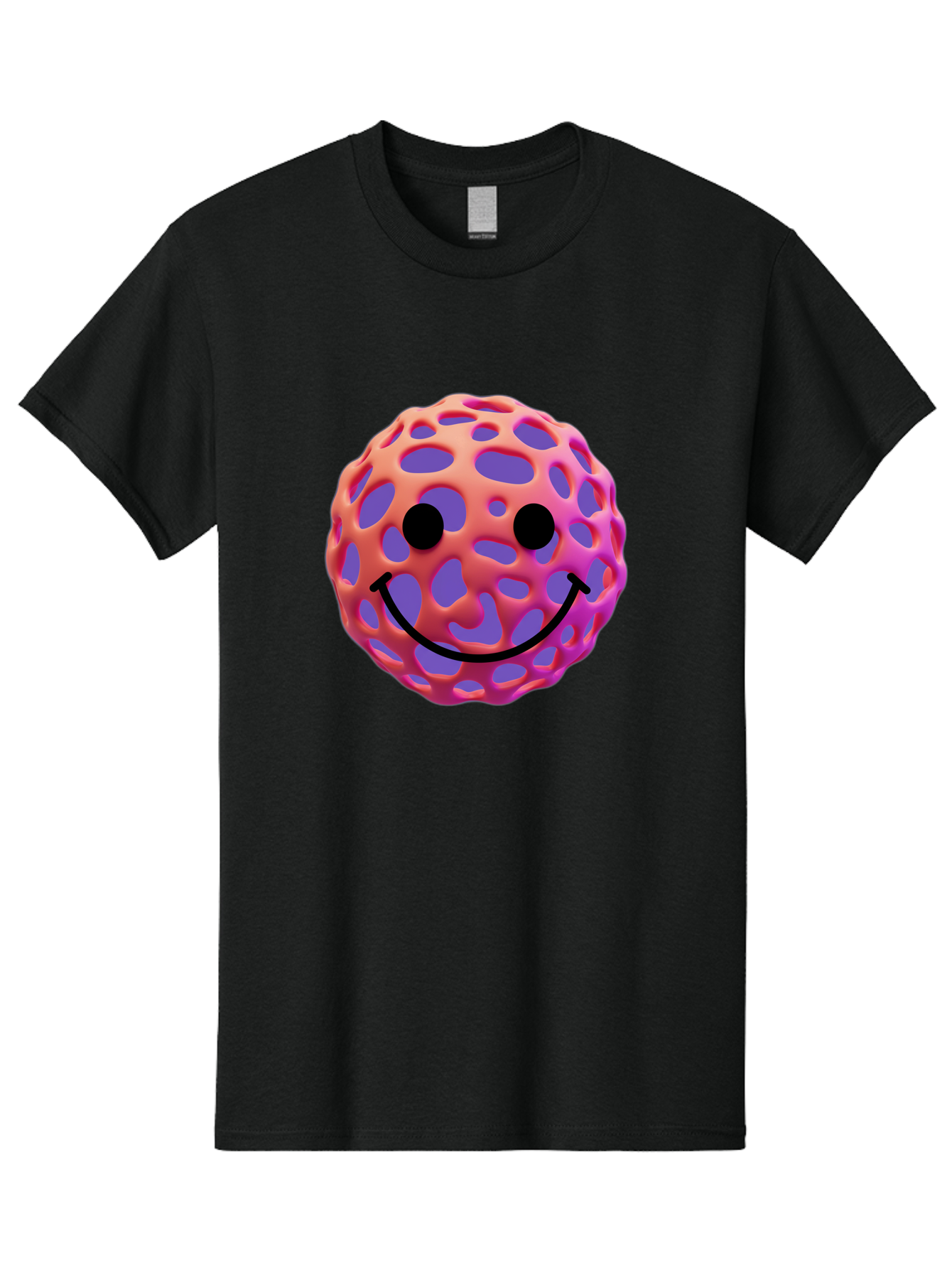 Smiley-Virus Men'S Graphic Tee, 100% Cotton, Comfortable Casual Summer Wear, Machine Washable, Smiley Face, Happy Emoji, Pink And Orange Gradient, Playful Design, 3D Illustration, Digital Art, Cute Character, Smiley Emoticon, Emoticon Bae761