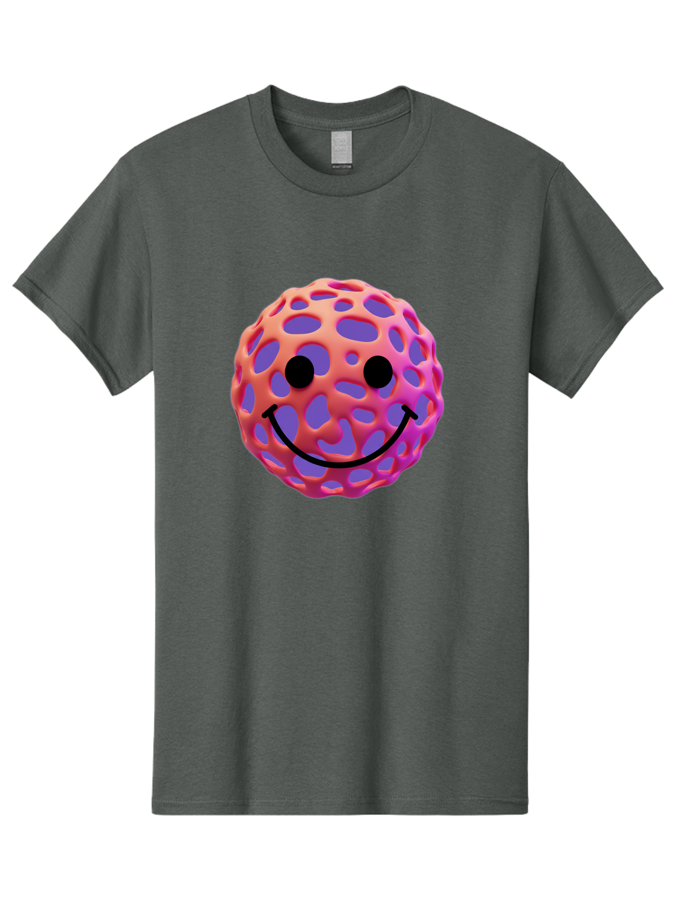 Smiley-Virus Men'S Graphic Tee, 100% Cotton, Comfortable Casual Summer Wear, Machine Washable, Smiley Face, Happy Emoji, Pink And Orange Gradient, Playful Design, 3D Illustration, Digital Art, Cute Character, Smiley Emoticon, Emoticon Bae761