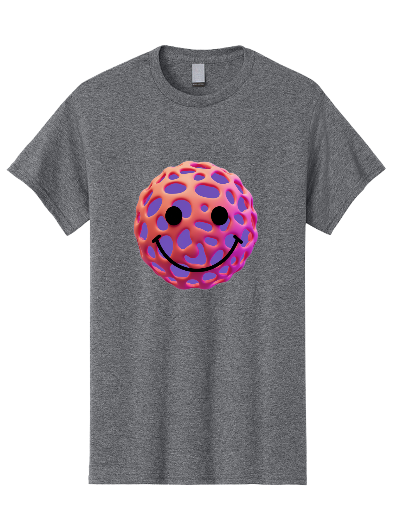 Smiley-Virus Men'S Graphic Tee, 100% Cotton, Comfortable Casual Summer Wear, Machine Washable, Smiley Face, Happy Emoji, Pink And Orange Gradient, Playful Design, 3D Illustration, Digital Art, Cute Character, Smiley Emoticon, Emoticon Bae761