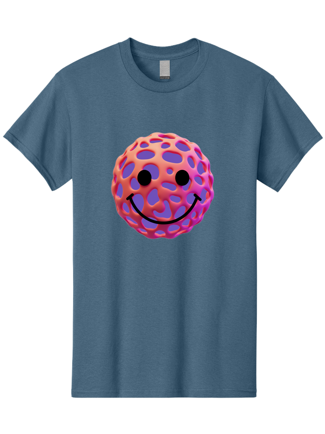 Smiley-Virus Men'S Graphic Tee, 100% Cotton, Comfortable Casual Summer Wear, Machine Washable, Smiley Face, Happy Emoji, Pink And Orange Gradient, Playful Design, 3D Illustration, Digital Art, Cute Character, Smiley Emoticon, Emoticon Bae761