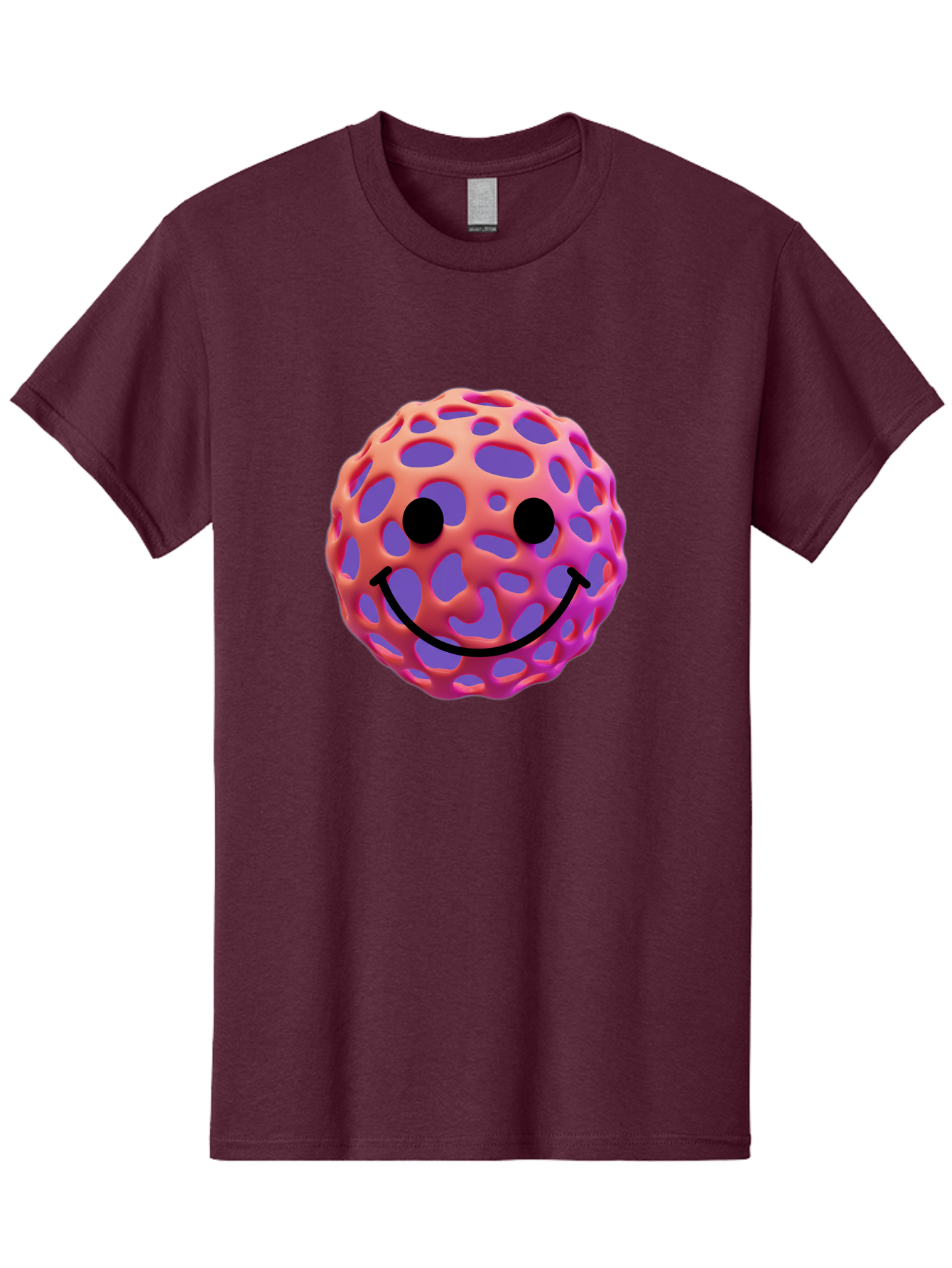 Smiley-Virus Men'S Graphic Tee, 100% Cotton, Comfortable Casual Summer Wear, Machine Washable, Smiley Face, Happy Emoji, Pink And Orange Gradient, Playful Design, 3D Illustration, Digital Art, Cute Character, Smiley Emoticon, Emoticon Bae761