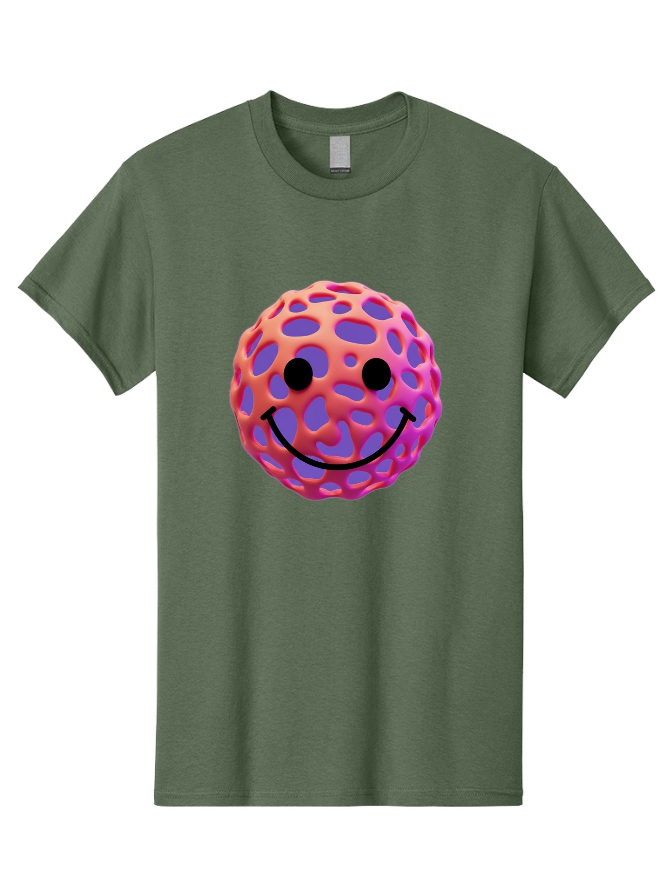 Smiley-Virus Men'S Graphic Tee, 100% Cotton, Comfortable Casual Summer Wear, Machine Washable, Smiley Face, Happy Emoji, Pink And Orange Gradient, Playful Design, 3D Illustration, Digital Art, Cute Character, Smiley Emoticon, Emoticon Bae761