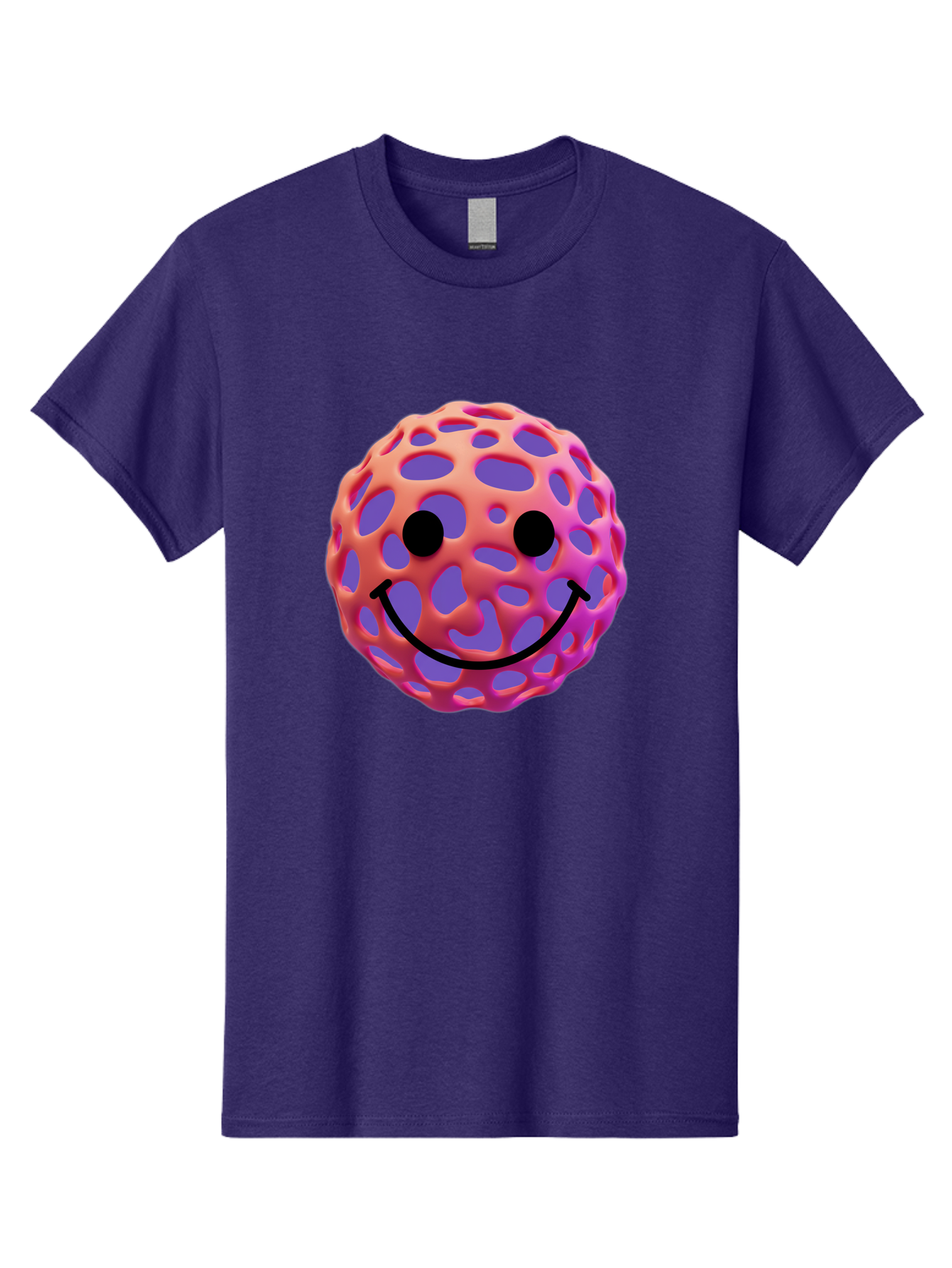 Smiley-Virus Men'S Graphic Tee, 100% Cotton, Comfortable Casual Summer Wear, Machine Washable, Smiley Face, Happy Emoji, Pink And Orange Gradient, Playful Design, 3D Illustration, Digital Art, Cute Character, Smiley Emoticon, Emoticon Bae761