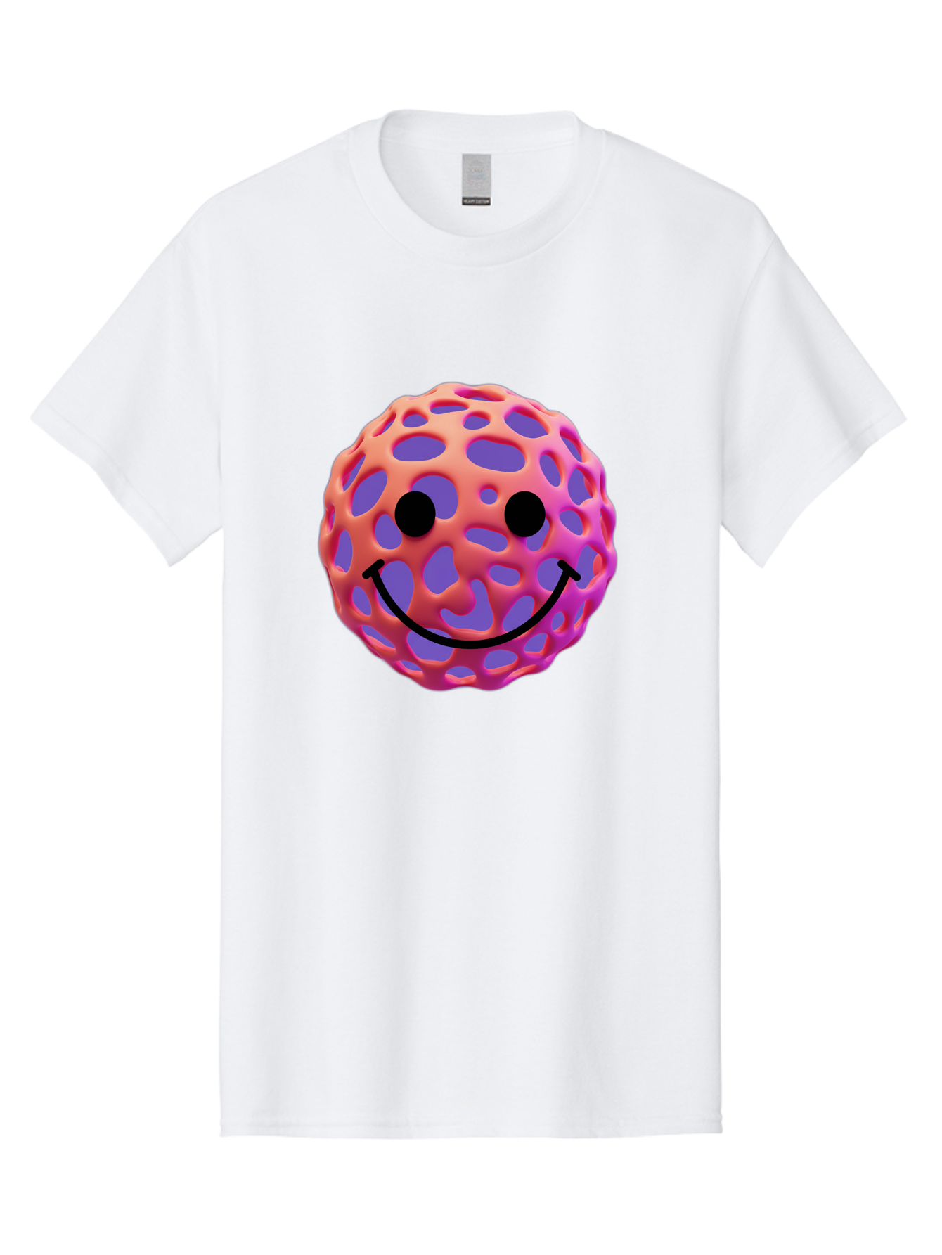 Smiley-Virus Men'S Graphic Tee, 100% Cotton, Comfortable Casual Summer Wear, Machine Washable, Smiley Face, Happy Emoji, Pink And Orange Gradient, Playful Design, 3D Illustration, Digital Art, Cute Character, Smiley Emoticon, Emoticon Bae761