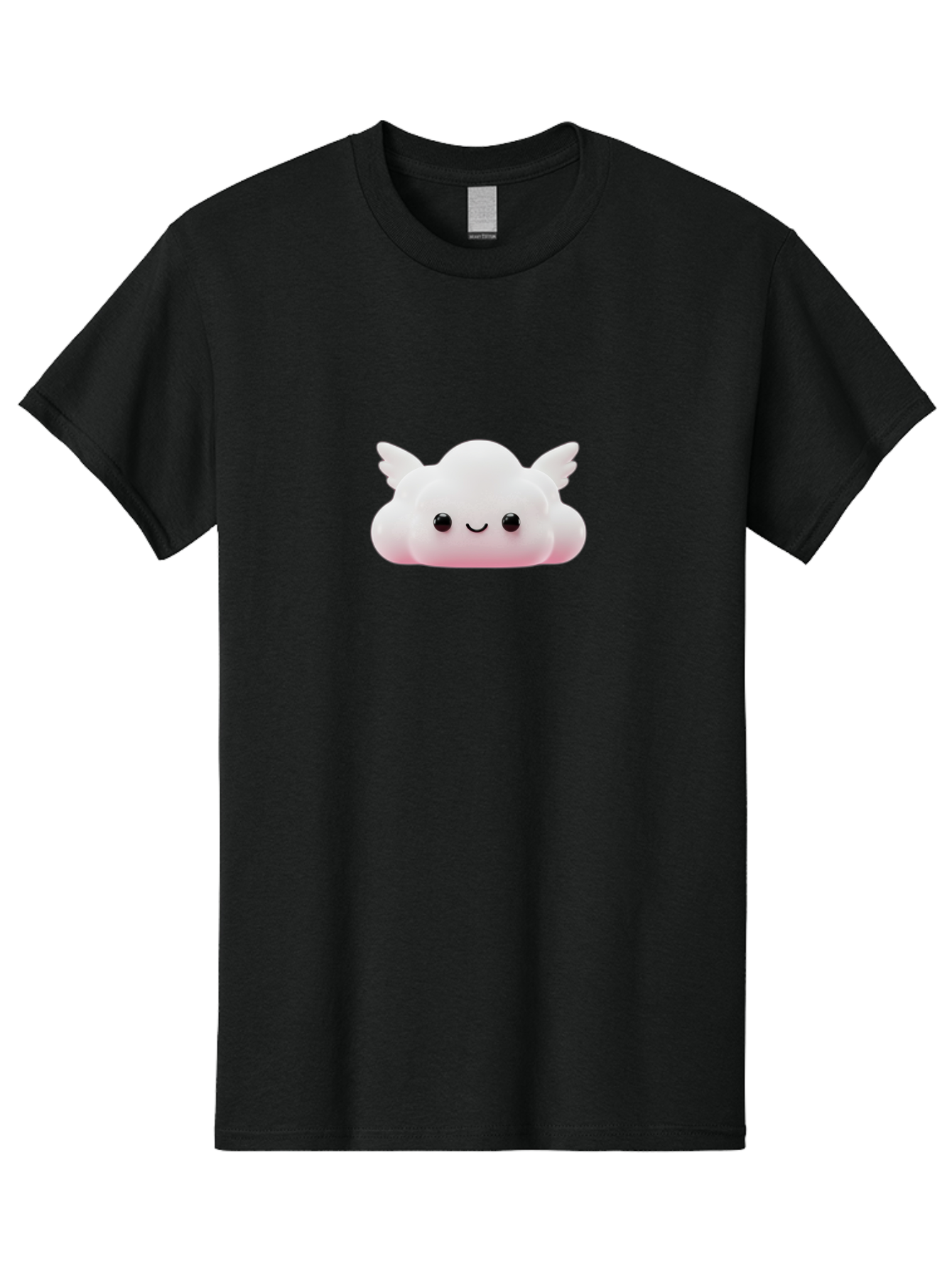 Smiling-Cloud Men'S Graphic Tee, 100% Cotton, Comfortable Casual Summer Wear, Machine Washable, Cartoon Cloud, Cute Character, Smiling Face, Winged Creature, Fluffy Texture, Soft Pink Hue, Adorable Design, Digital Illustration, Kawaii Art Bae765