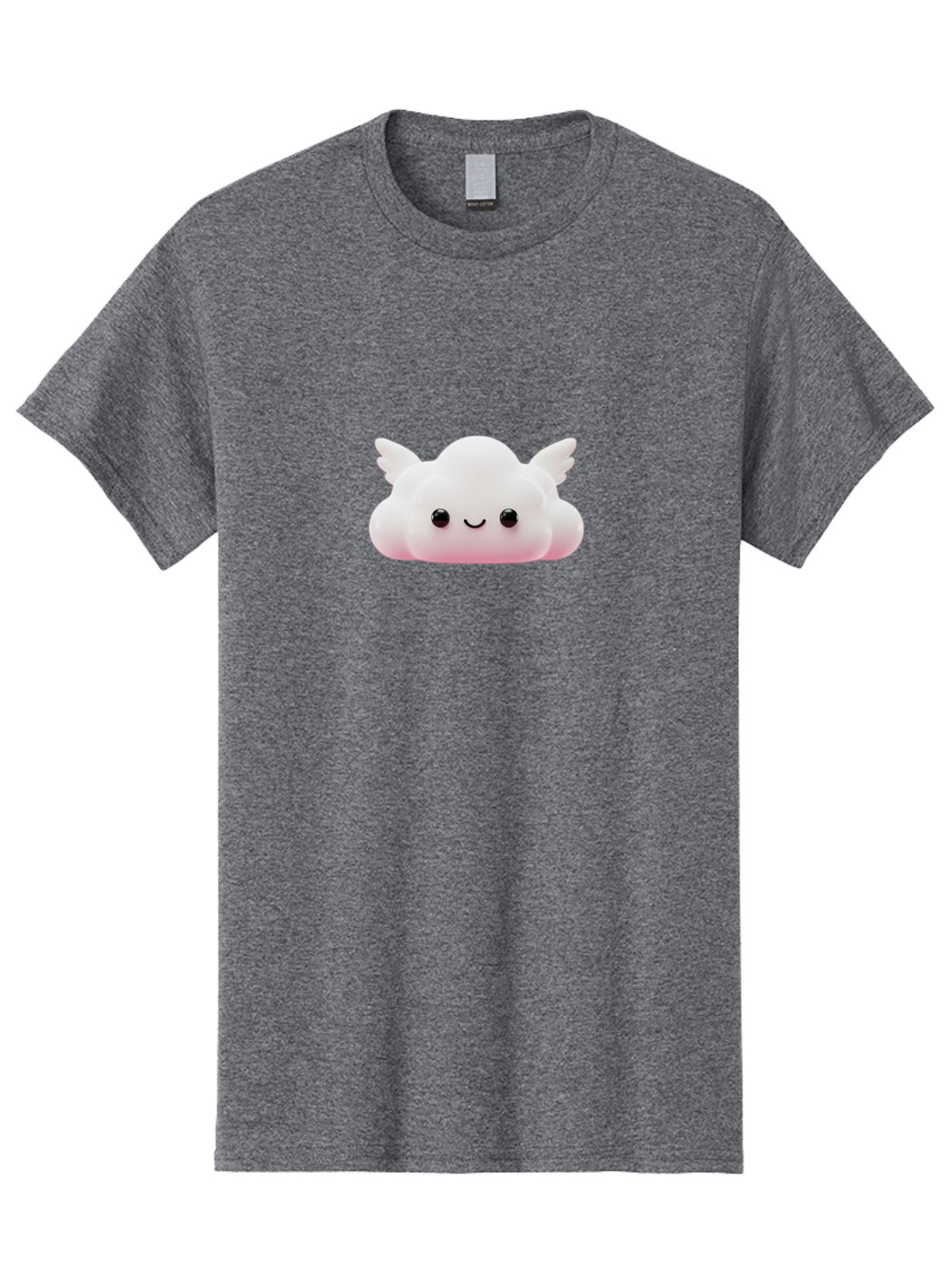 Smiling-Cloud Men'S Graphic Tee, 100% Cotton, Comfortable Casual Summer Wear, Machine Washable, Cartoon Cloud, Cute Character, Smiling Face, Winged Creature, Fluffy Texture, Soft Pink Hue, Adorable Design, Digital Illustration, Kawaii Art Bae765