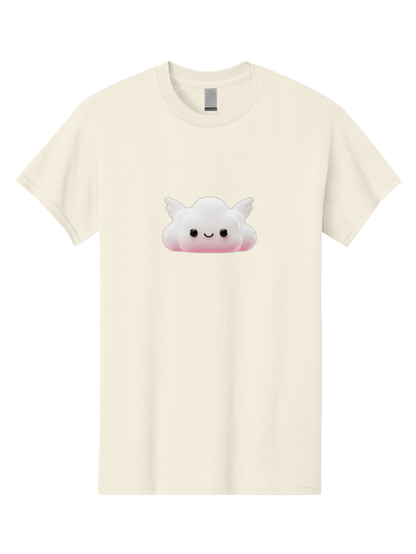 Smiling-Cloud Men'S Graphic Tee, 100% Cotton, Comfortable Casual Summer Wear, Machine Washable, Cartoon Cloud, Cute Character, Smiling Face, Winged Creature, Fluffy Texture, Soft Pink Hue, Adorable Design, Digital Illustration, Kawaii Art Bae765