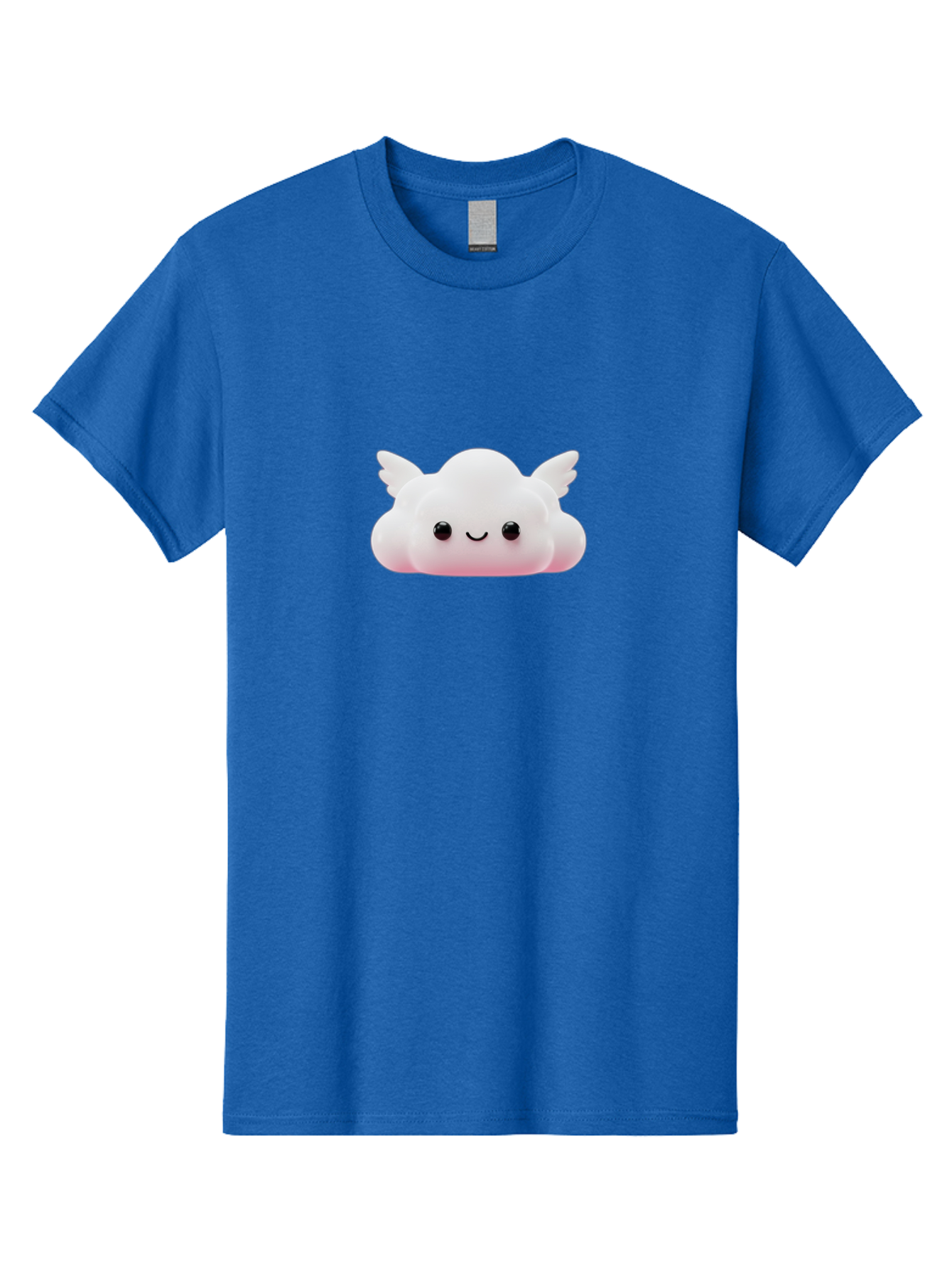 Smiling-Cloud Men'S Graphic Tee, 100% Cotton, Comfortable Casual Summer Wear, Machine Washable, Cartoon Cloud, Cute Character, Smiling Face, Winged Creature, Fluffy Texture, Soft Pink Hue, Adorable Design, Digital Illustration, Kawaii Art Bae765