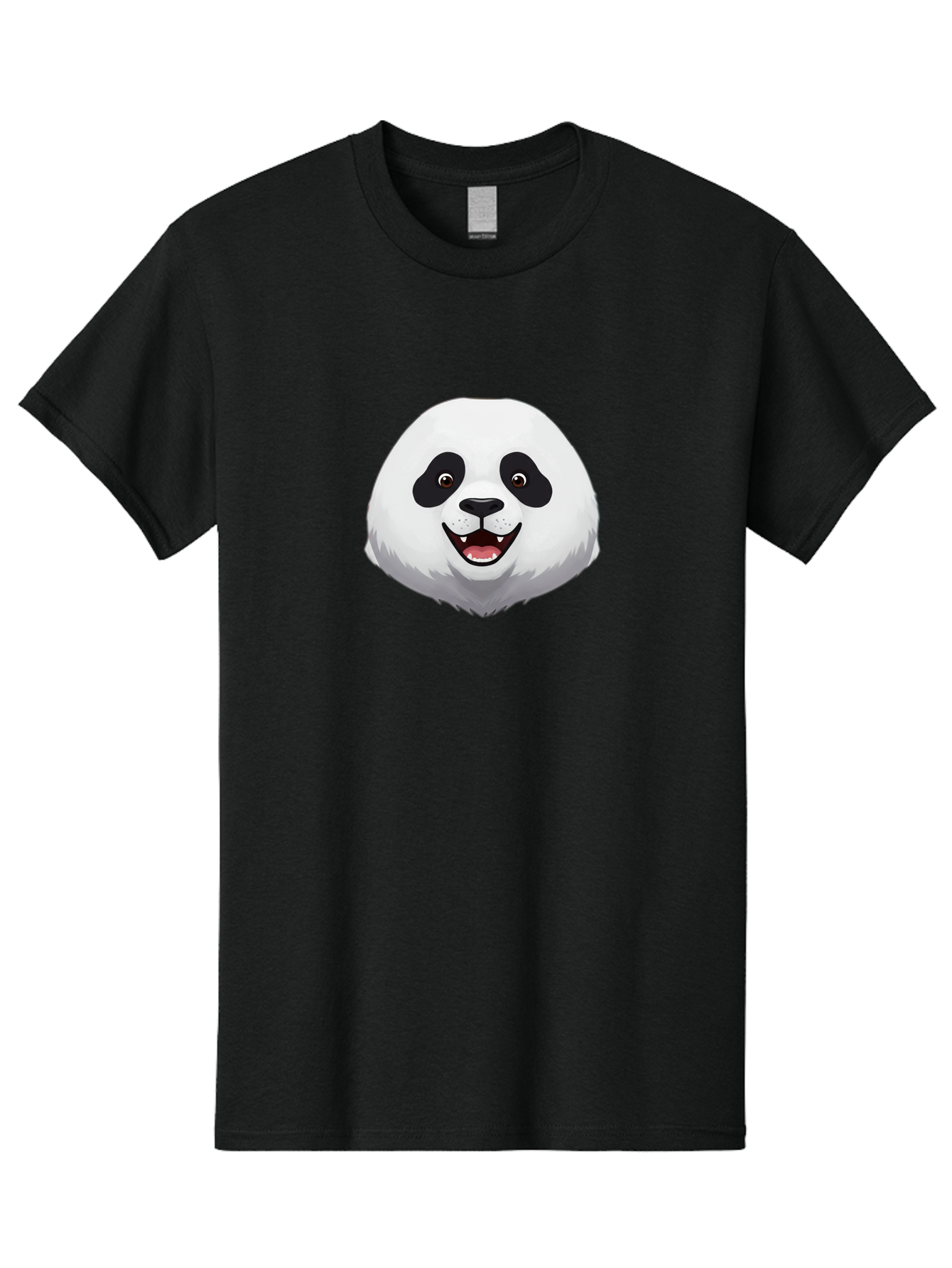 Smiling-Panda-Head Men'S Graphic Tee, 100% Cotton, Comfortable Casual Summer Wear, Machine Washable, Cartoon Panda, Happy Face, Black And White Fur, Cute Animal, Playful Expression, Smiling Panda, Cartoon Character Bae766