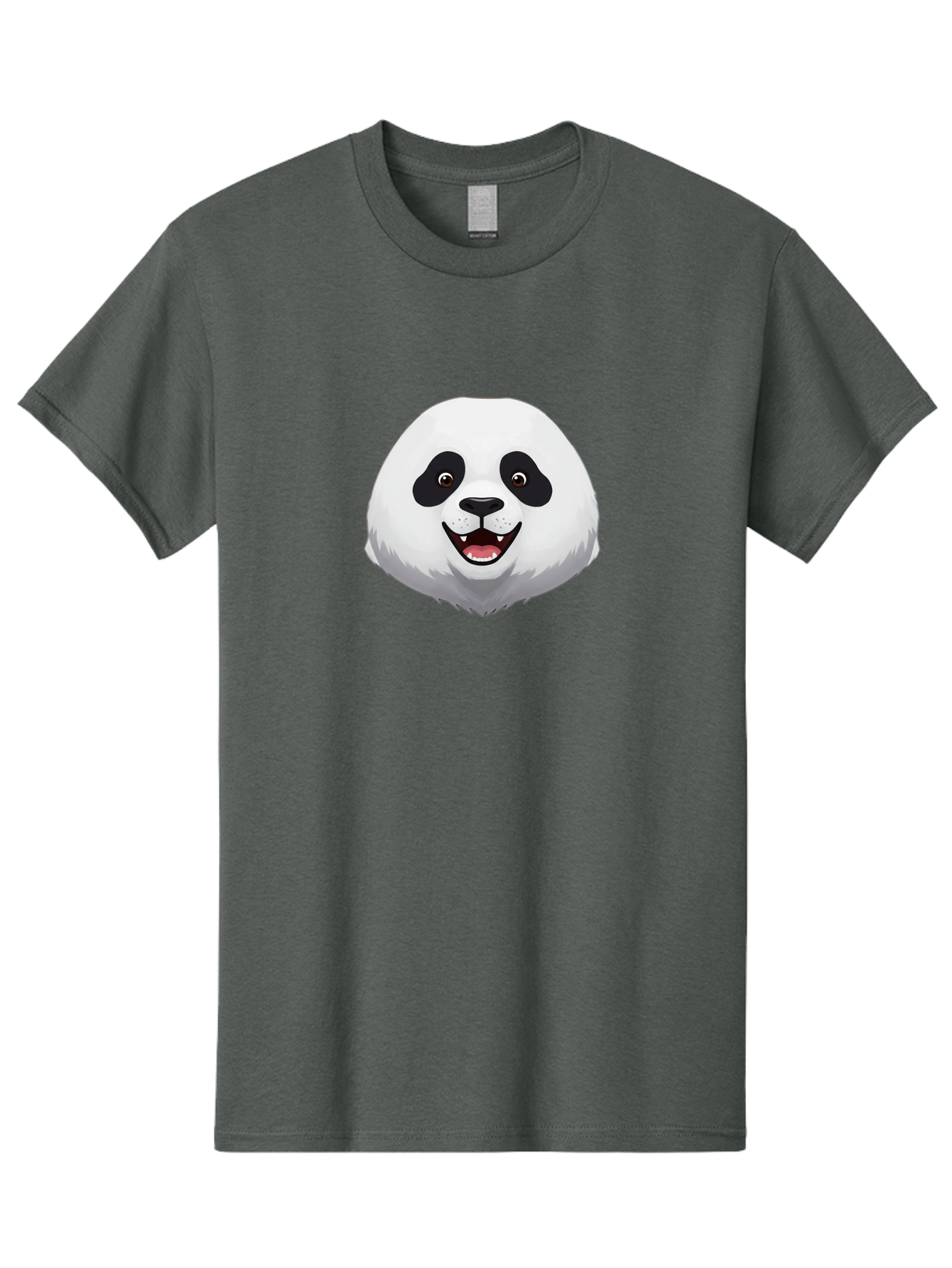 Smiling-Panda-Head Men'S Graphic Tee, 100% Cotton, Comfortable Casual Summer Wear, Machine Washable, Cartoon Panda, Happy Face, Black And White Fur, Cute Animal, Playful Expression, Smiling Panda, Cartoon Character Bae766