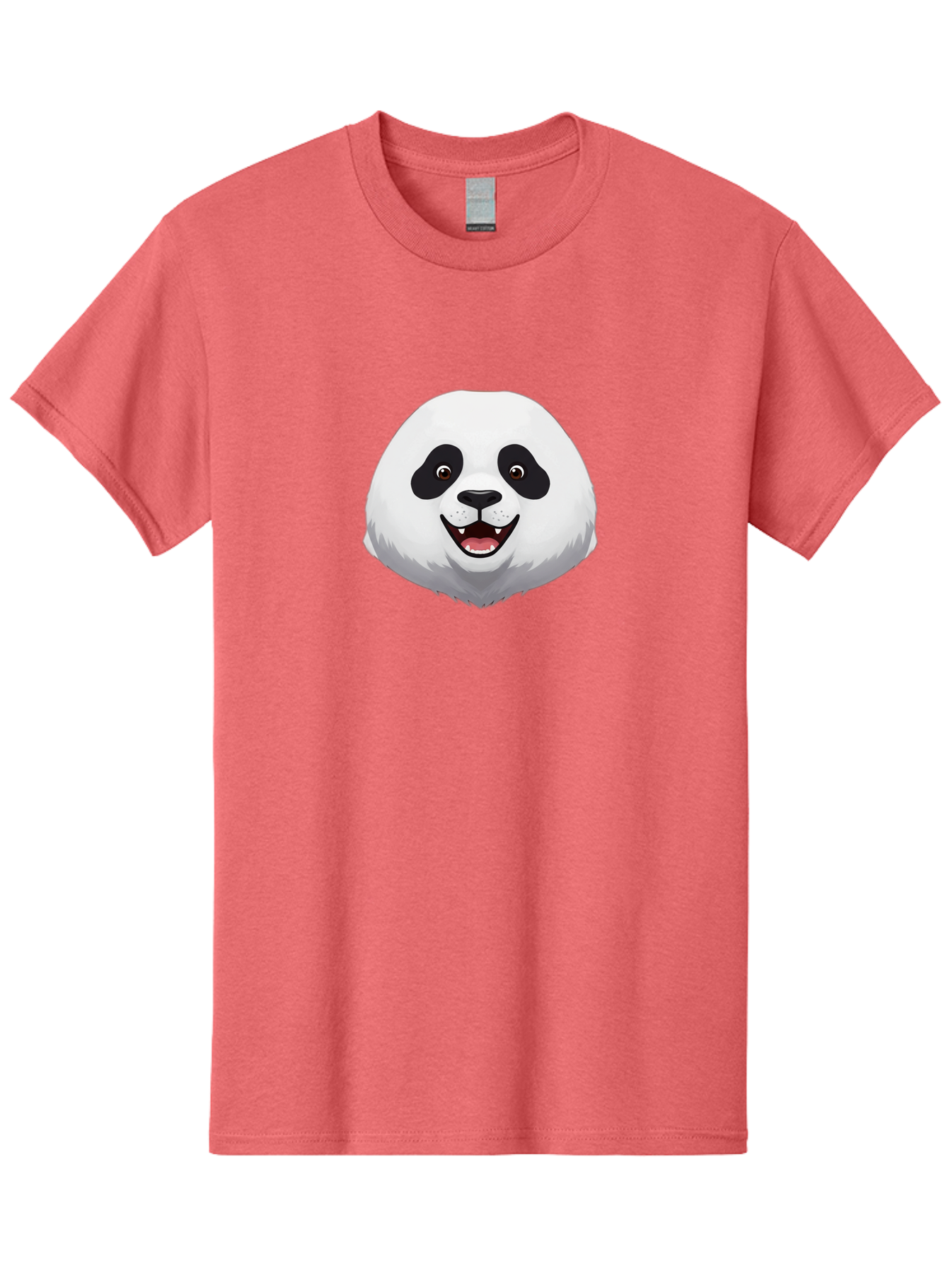 Smiling-Panda-Head Men'S Graphic Tee, 100% Cotton, Comfortable Casual Summer Wear, Machine Washable, Cartoon Panda, Happy Face, Black And White Fur, Cute Animal, Playful Expression, Smiling Panda, Cartoon Character Bae766