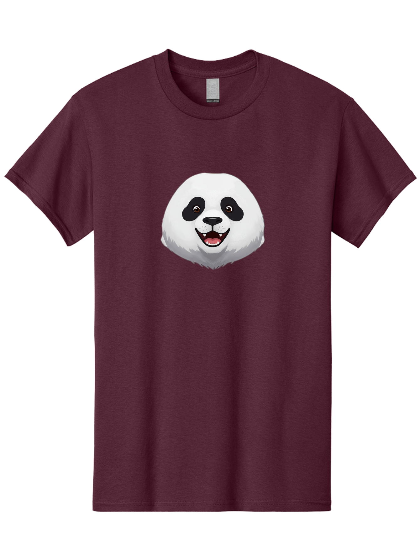 Smiling-Panda-Head Men'S Graphic Tee, 100% Cotton, Comfortable Casual Summer Wear, Machine Washable, Cartoon Panda, Happy Face, Black And White Fur, Cute Animal, Playful Expression, Smiling Panda, Cartoon Character Bae766