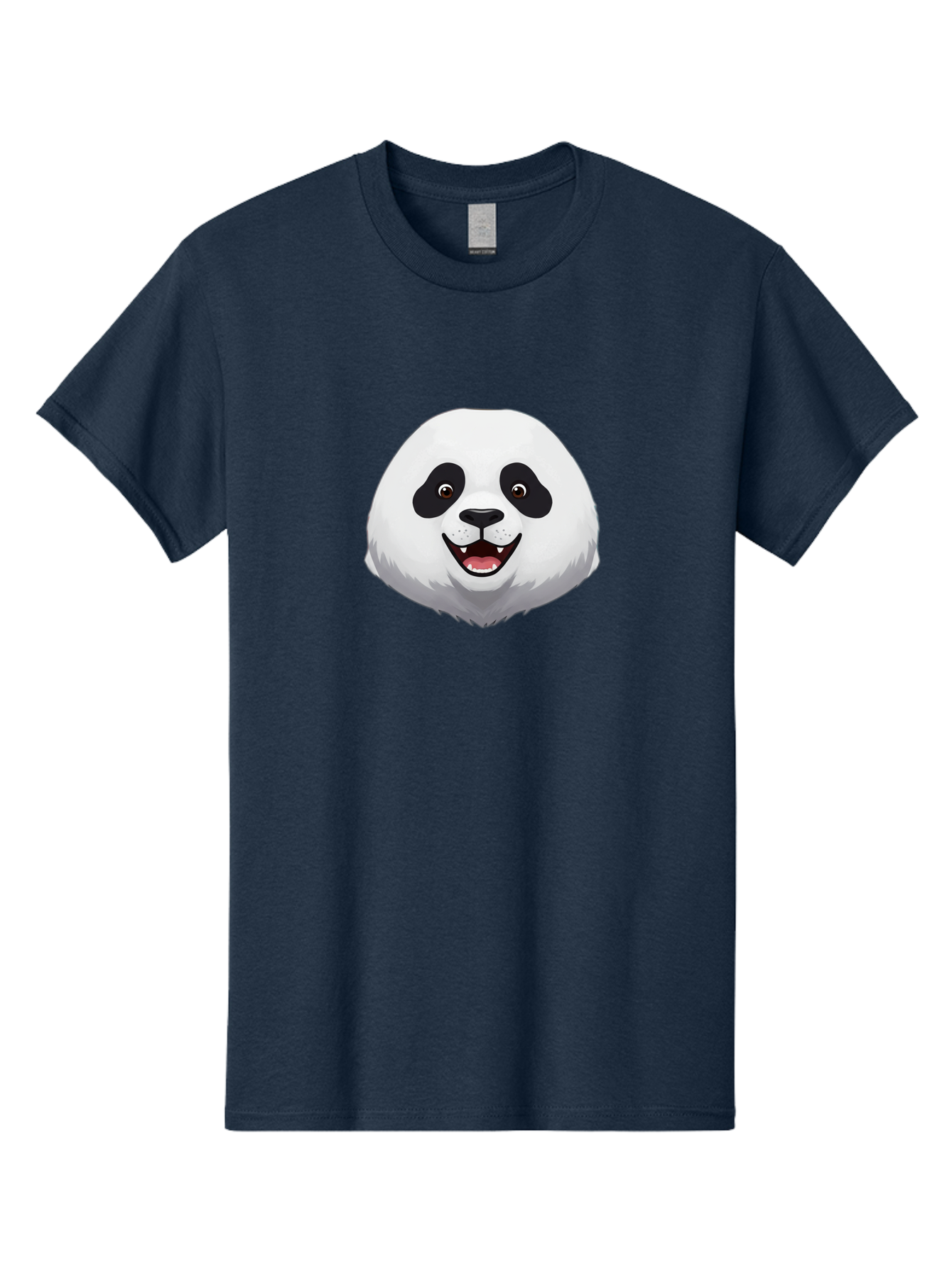 Smiling-Panda-Head Men'S Graphic Tee, 100% Cotton, Comfortable Casual Summer Wear, Machine Washable, Cartoon Panda, Happy Face, Black And White Fur, Cute Animal, Playful Expression, Smiling Panda, Cartoon Character Bae766