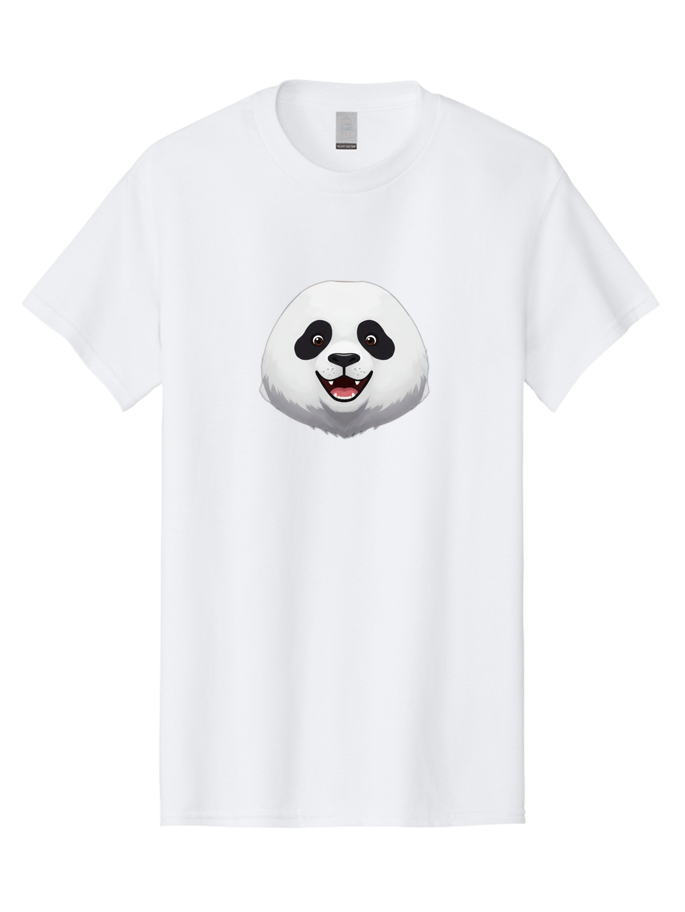 Smiling-Panda-Head Men'S Graphic Tee, 100% Cotton, Comfortable Casual Summer Wear, Machine Washable, Cartoon Panda, Happy Face, Black And White Fur, Cute Animal, Playful Expression, Smiling Panda, Cartoon Character Bae766