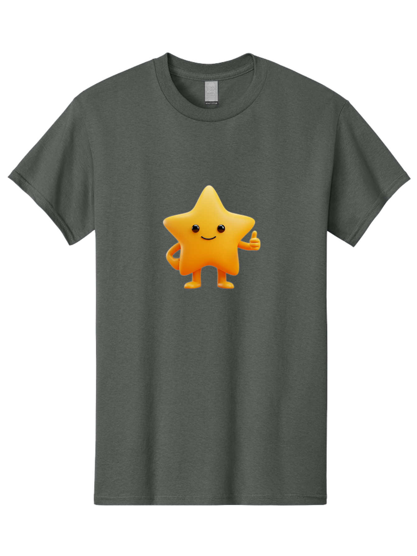 Smiling-Star-1 Men'S Graphic Tee, 100% Cotton, Comfortable Casual Summer Wear, Machine Washable, Cartoon Star, Yellow Star, Smiling Face, Thumbs Up, Happy Character, Friendly Star, Cute Design, 3D Illustration, Positive Vibe, Good Vibes Only Bae767