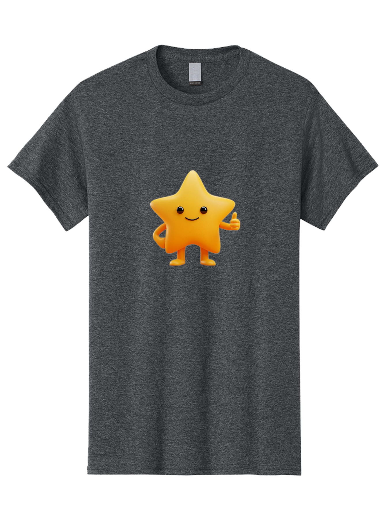 Smiling-Star-1 Men'S Graphic Tee, 100% Cotton, Comfortable Casual Summer Wear, Machine Washable, Cartoon Star, Yellow Star, Smiling Face, Thumbs Up, Happy Character, Friendly Star, Cute Design, 3D Illustration, Positive Vibe, Good Vibes Only Bae767