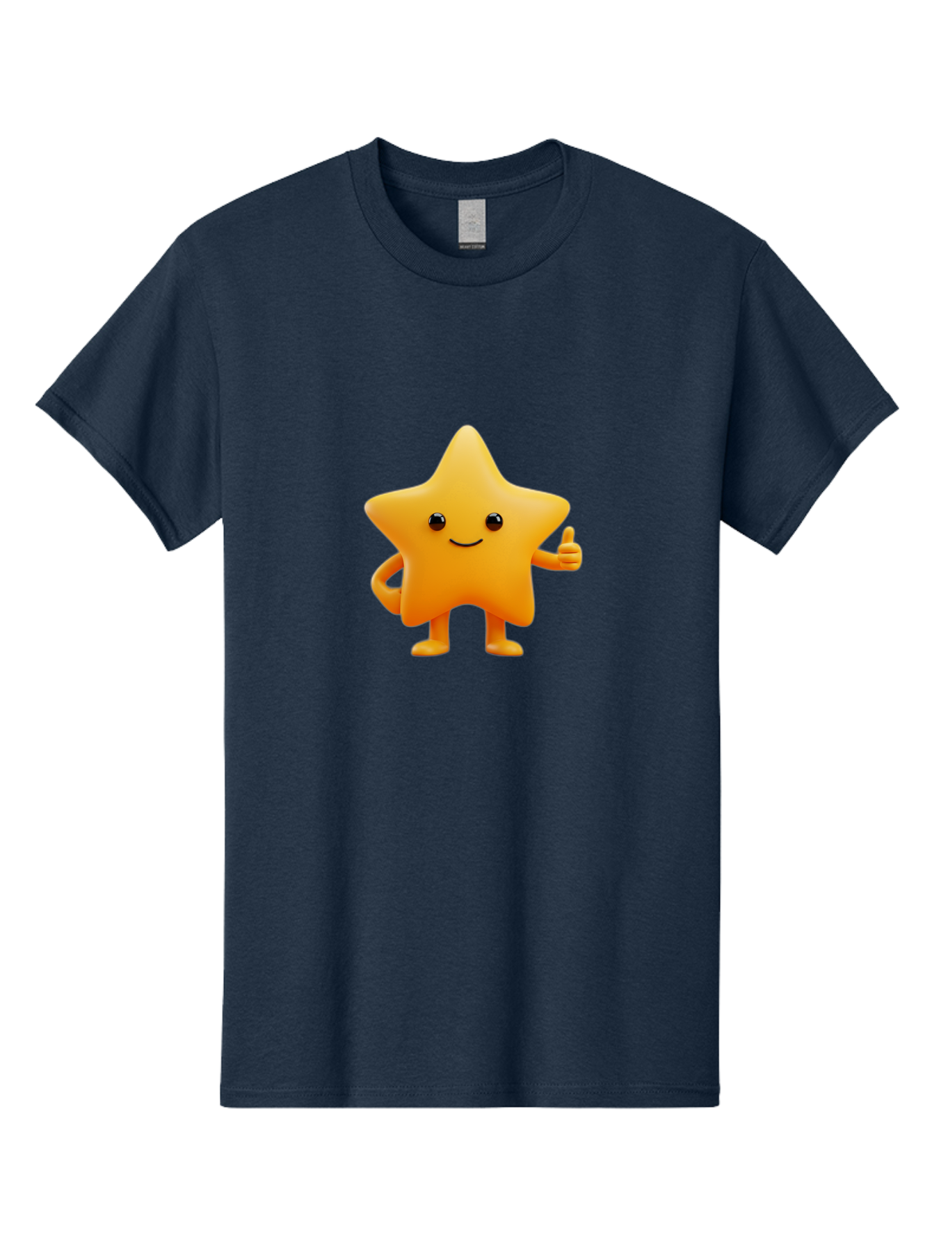 Smiling-Star-1 Men'S Graphic Tee, 100% Cotton, Comfortable Casual Summer Wear, Machine Washable, Cartoon Star, Yellow Star, Smiling Face, Thumbs Up, Happy Character, Friendly Star, Cute Design, 3D Illustration, Positive Vibe, Good Vibes Only Bae767