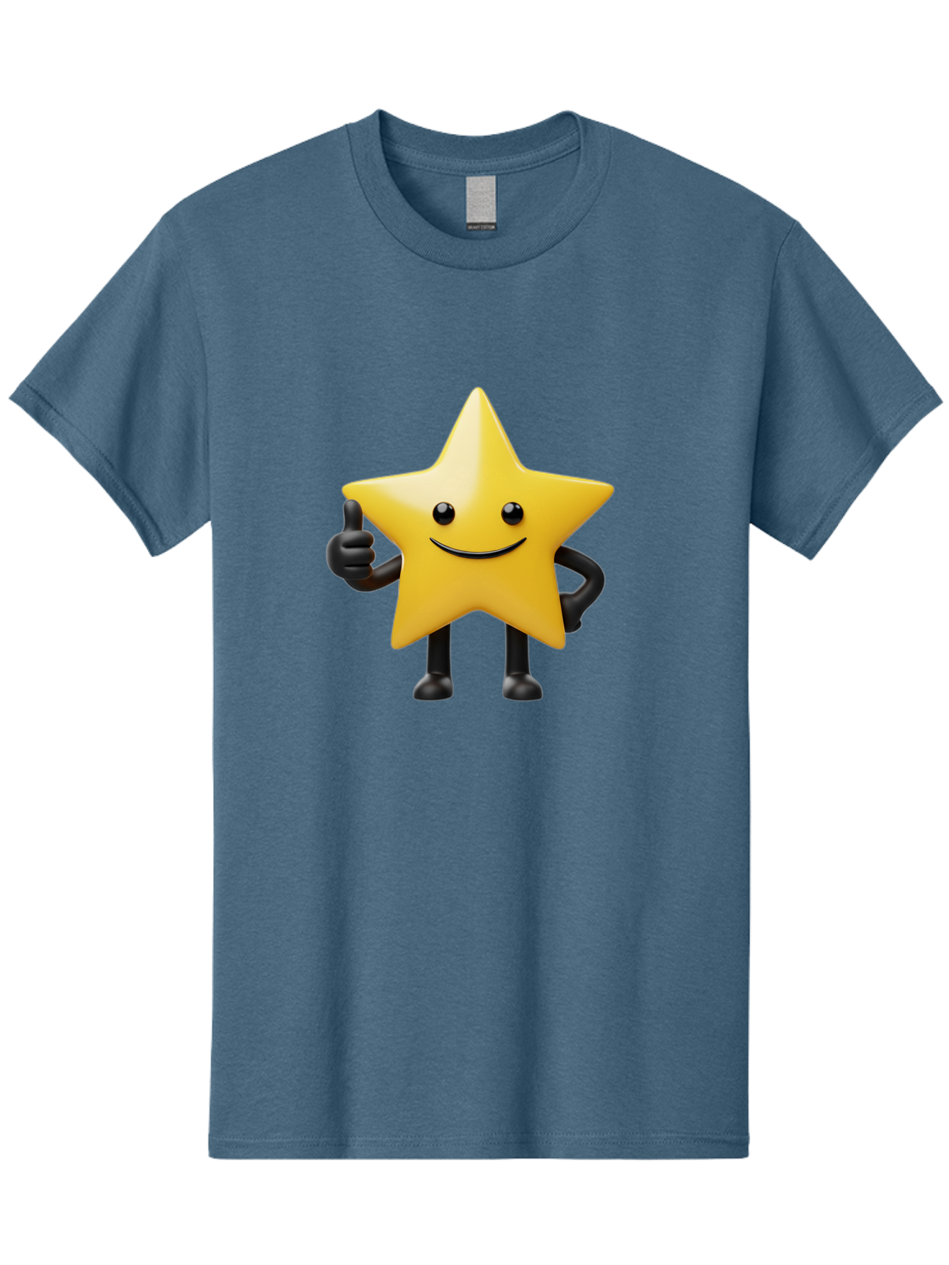 Smiling-Star-2 Men'S Graphic Tee, 100% Cotton, Comfortable Casual Summer Wear, Machine Washable, Smiling Star, Thumbs Up, Approval, Happiness, Joyful Character, Cartoon Star, Friendly Mascot, Positive Vibe, Happy Face Bae768
