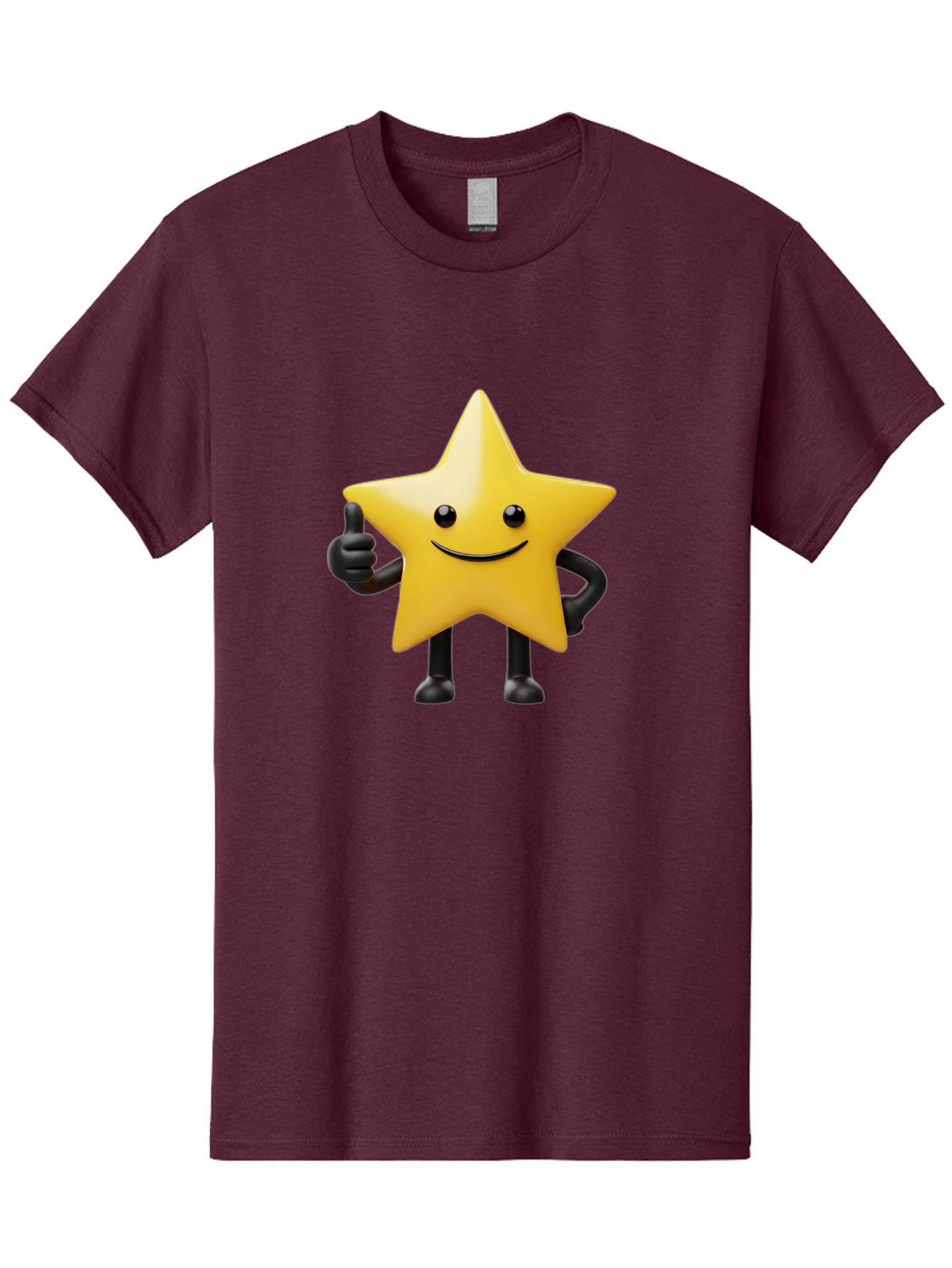 Smiling-Star-2 Men'S Graphic Tee, 100% Cotton, Comfortable Casual Summer Wear, Machine Washable, Smiling Star, Thumbs Up, Approval, Happiness, Joyful Character, Cartoon Star, Friendly Mascot, Positive Vibe, Happy Face Bae768