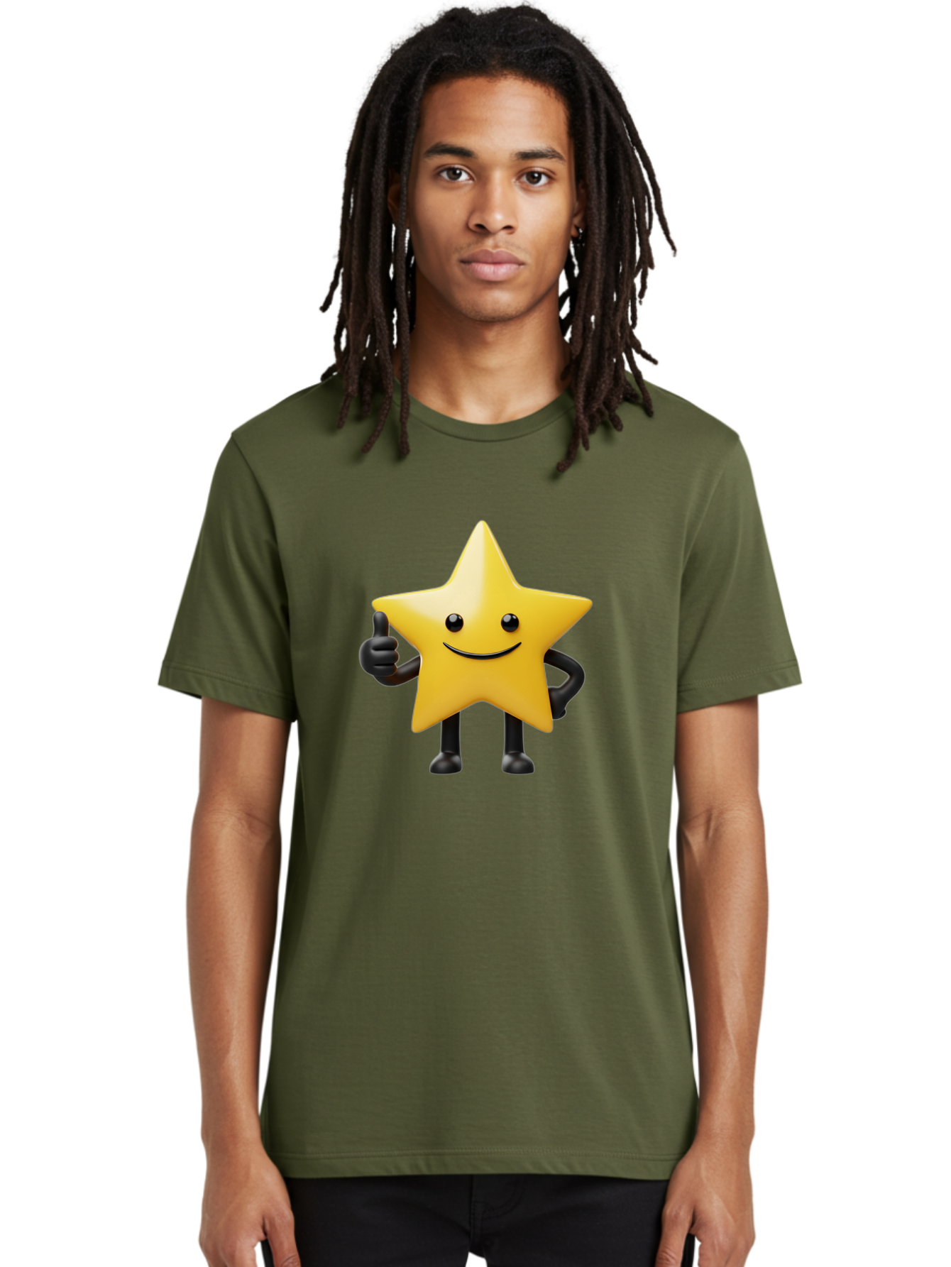 Smiling-Star-2 Men'S Graphic Tee, 100% Cotton, Comfortable Casual Summer Wear, Machine Washable, Smiling Star, Thumbs Up, Approval, Happiness, Joyful Character, Cartoon Star, Friendly Mascot, Positive Vibe, Happy Face Bae768