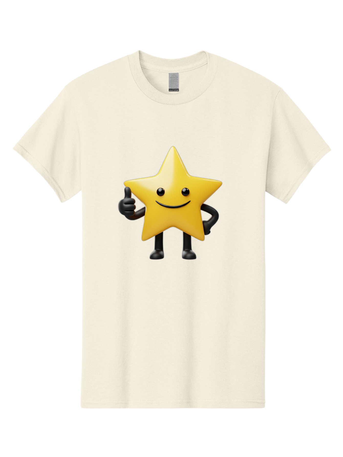 Smiling-Star-2 Men'S Graphic Tee, 100% Cotton, Comfortable Casual Summer Wear, Machine Washable, Smiling Star, Thumbs Up, Approval, Happiness, Joyful Character, Cartoon Star, Friendly Mascot, Positive Vibe, Happy Face Bae768