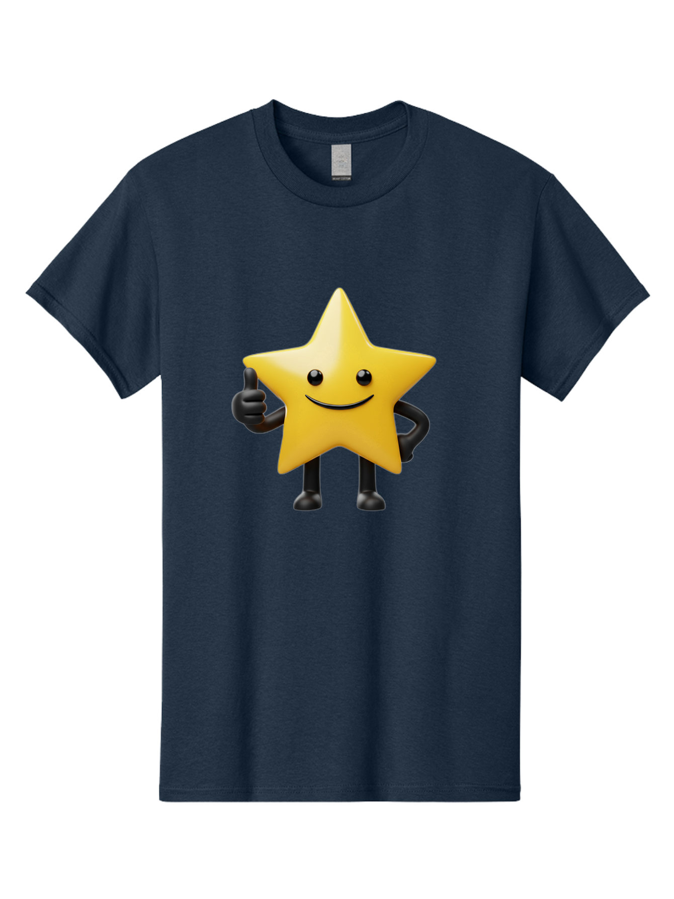 Smiling-Star-2 Men'S Graphic Tee, 100% Cotton, Comfortable Casual Summer Wear, Machine Washable, Smiling Star, Thumbs Up, Approval, Happiness, Joyful Character, Cartoon Star, Friendly Mascot, Positive Vibe, Happy Face Bae768