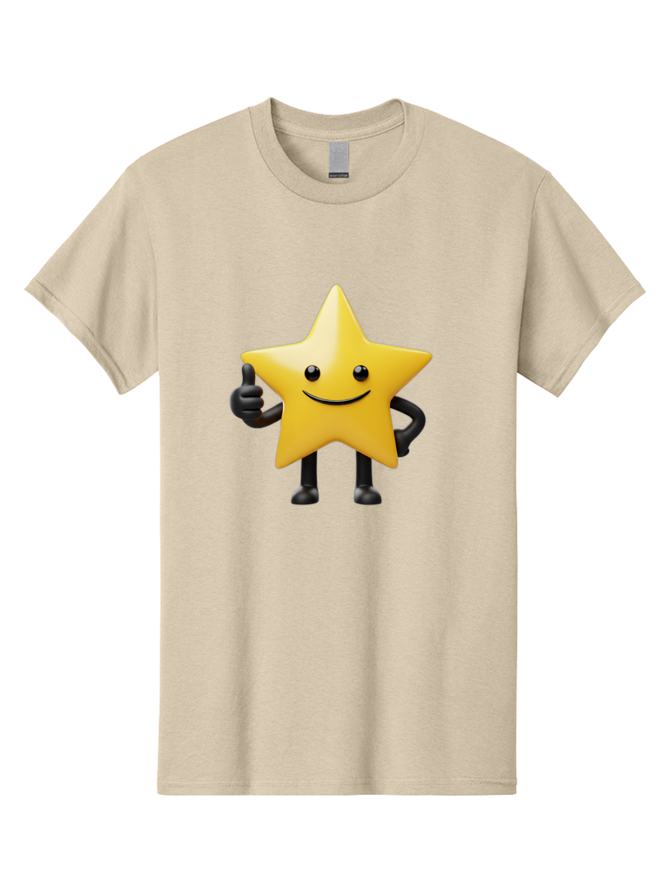 Smiling-Star-2 Men'S Graphic Tee, 100% Cotton, Comfortable Casual Summer Wear, Machine Washable, Smiling Star, Thumbs Up, Approval, Happiness, Joyful Character, Cartoon Star, Friendly Mascot, Positive Vibe, Happy Face Bae768