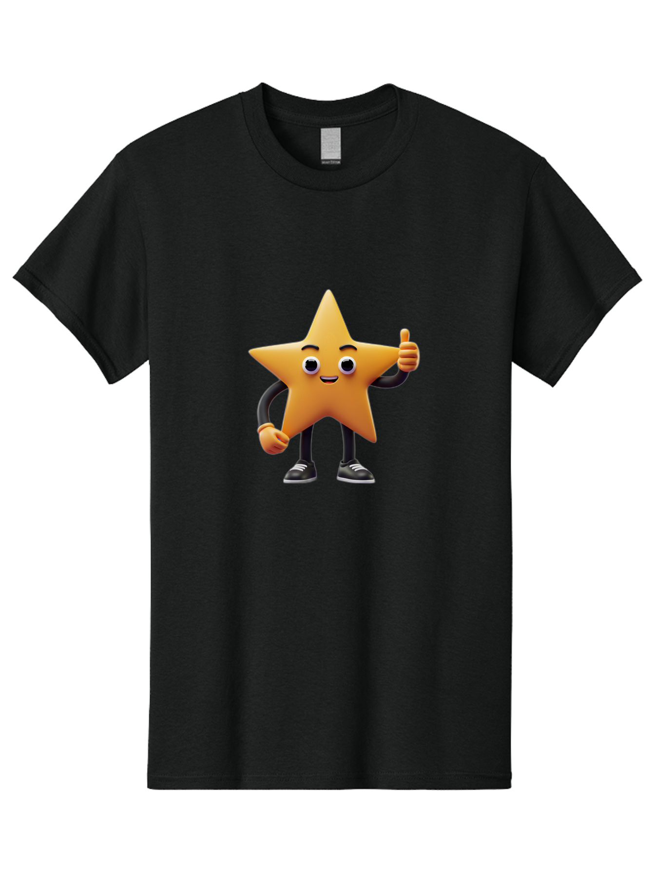 Smiling-Star-Character Men'S Graphic Tee, 100% Cotton, Comfortable Casual Summer Wear, Machine Washable, Star Character, Thumbs Up, Approval, Positivity, Cartoon Style, Happy Face, Friendly Gesture, Approval Symbol, Five-Pointed Star, Bae771