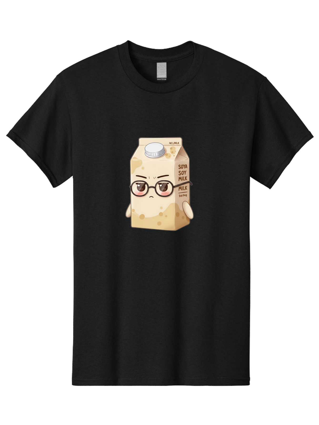 Soya-Soy-Milk Men'S Graphic Tee, 100% Cotton, Comfortable Casual Summer Wear, Machine Washable, Cartoon Soy Milk Carton, Anthropomorphic Milk, Glasses, Sad Face, Soy Milk, Milk Carton, Kawaii Character, Plant-Based Milk, Dairy-Free, Vegan Milk Bae773