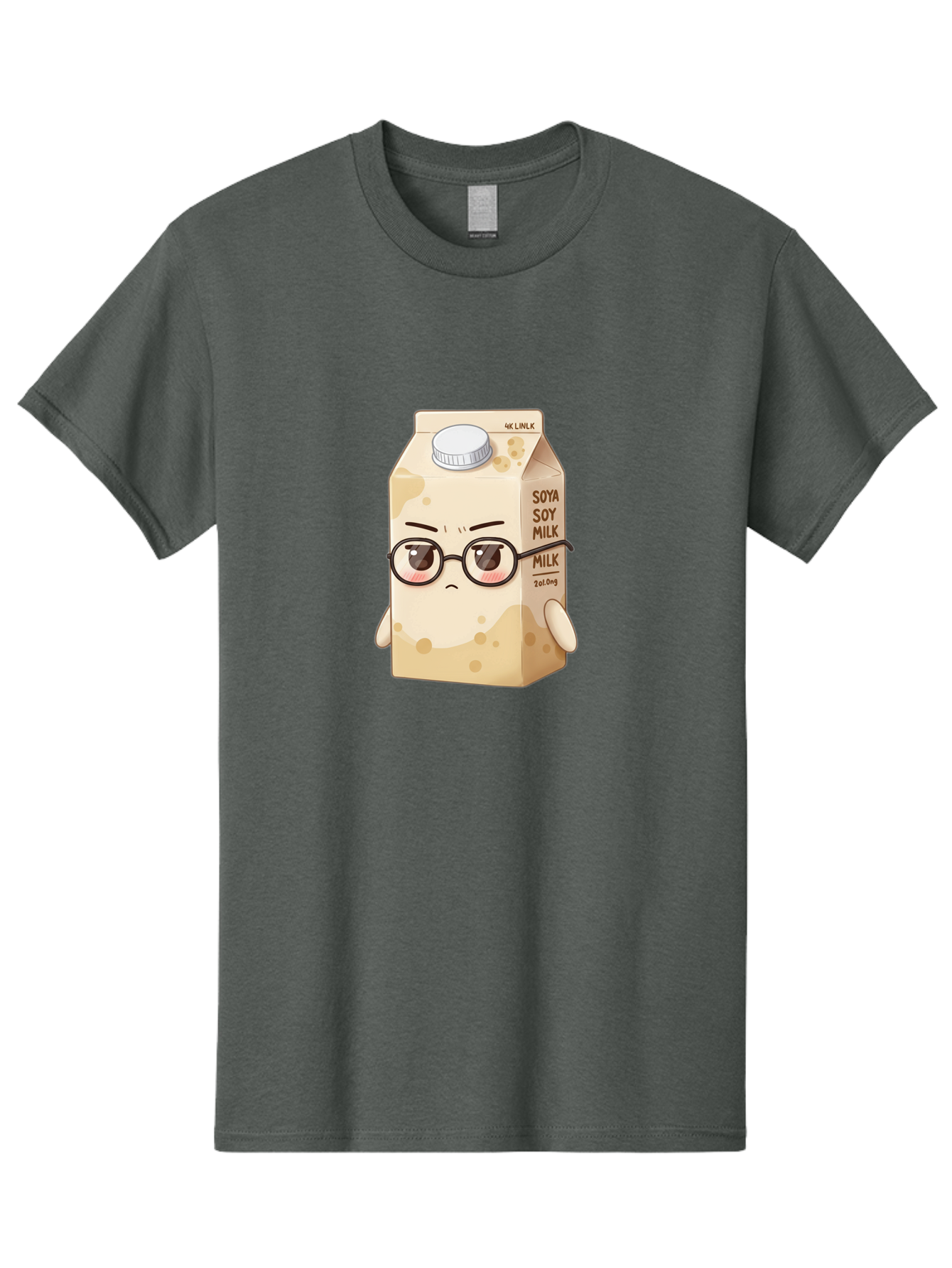 Soya-Soy-Milk Men'S Graphic Tee, 100% Cotton, Comfortable Casual Summer Wear, Machine Washable, Cartoon Soy Milk Carton, Anthropomorphic Milk, Glasses, Sad Face, Soy Milk, Milk Carton, Kawaii Character, Plant-Based Milk, Dairy-Free, Vegan Milk Bae773