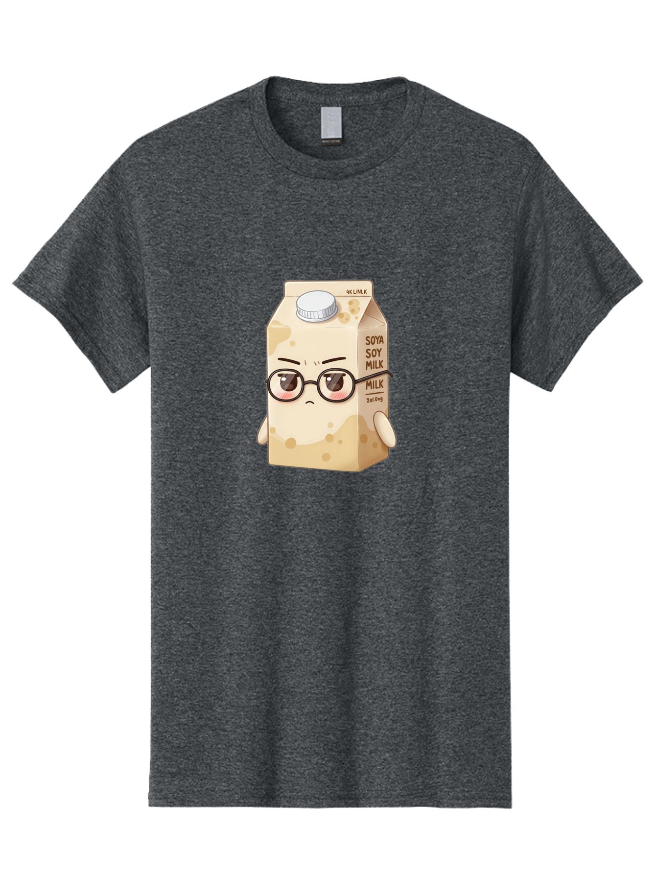 Soya-Soy-Milk Men'S Graphic Tee, 100% Cotton, Comfortable Casual Summer Wear, Machine Washable, Cartoon Soy Milk Carton, Anthropomorphic Milk, Glasses, Sad Face, Soy Milk, Milk Carton, Kawaii Character, Plant-Based Milk, Dairy-Free, Vegan Milk Bae773