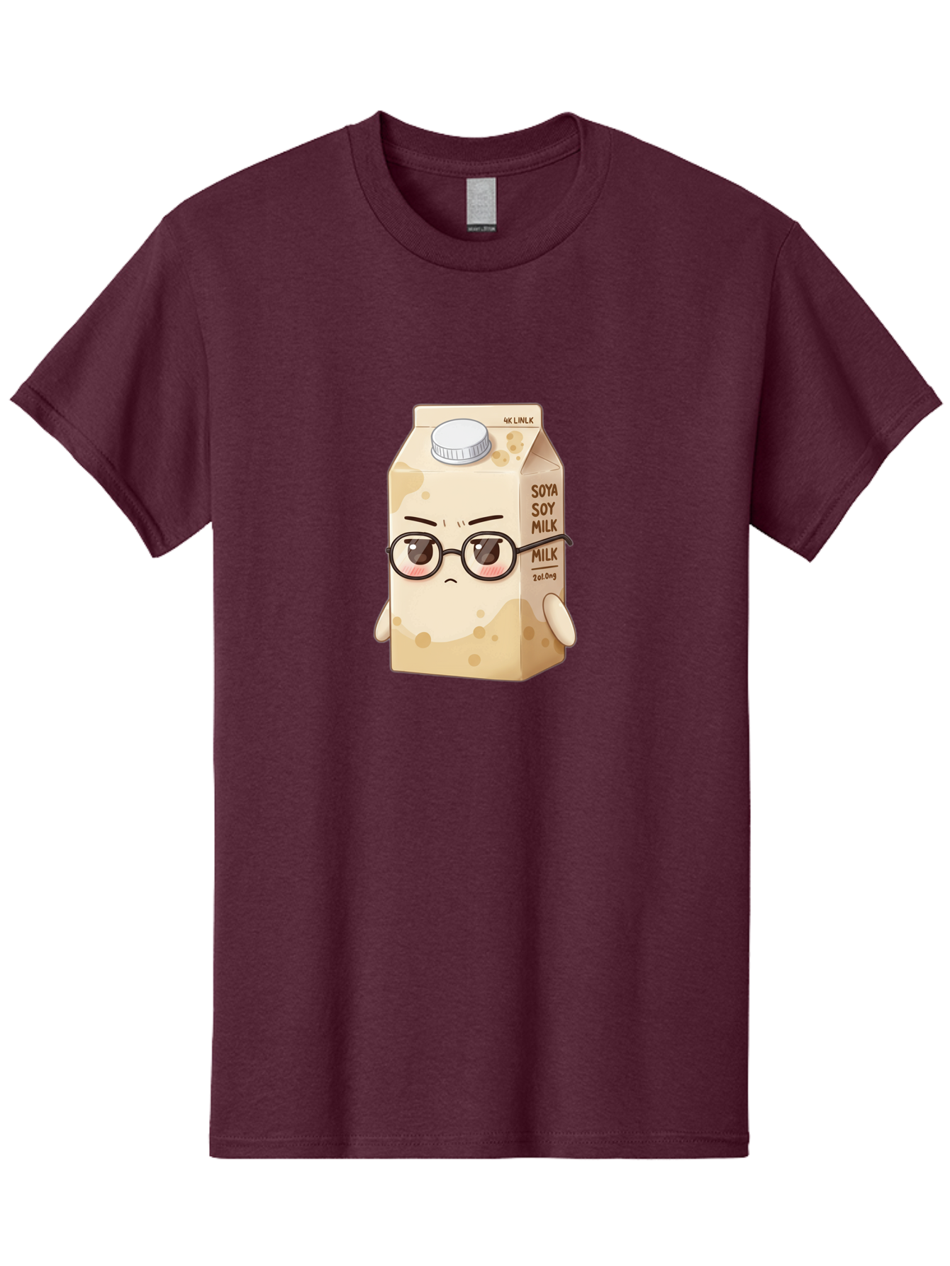 Soya-Soy-Milk Men'S Graphic Tee, 100% Cotton, Comfortable Casual Summer Wear, Machine Washable, Cartoon Soy Milk Carton, Anthropomorphic Milk, Glasses, Sad Face, Soy Milk, Milk Carton, Kawaii Character, Plant-Based Milk, Dairy-Free, Vegan Milk Bae773